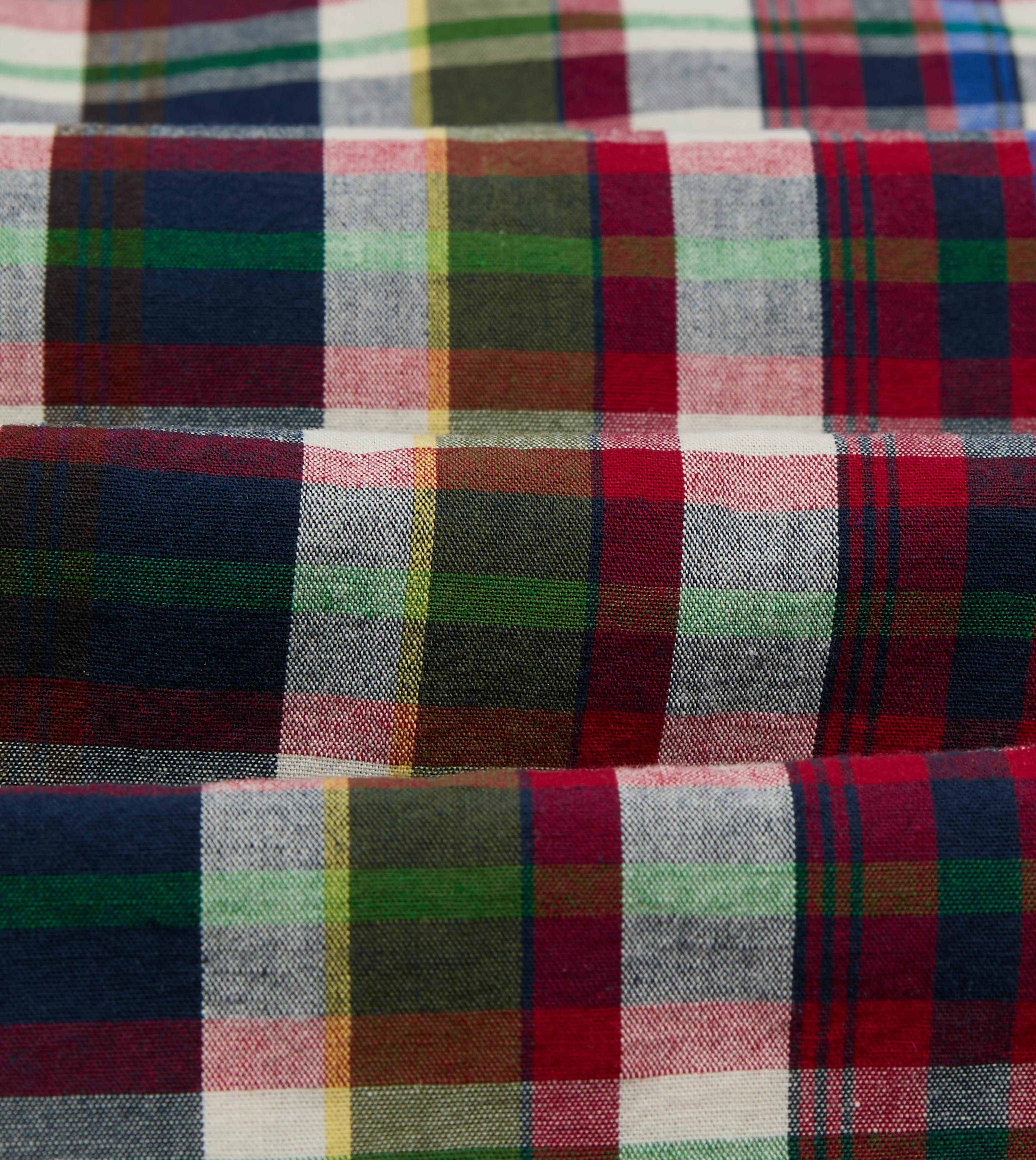 Navy and Red Check Cotton-Linen Two-Pocket Work Shirt - Image 4