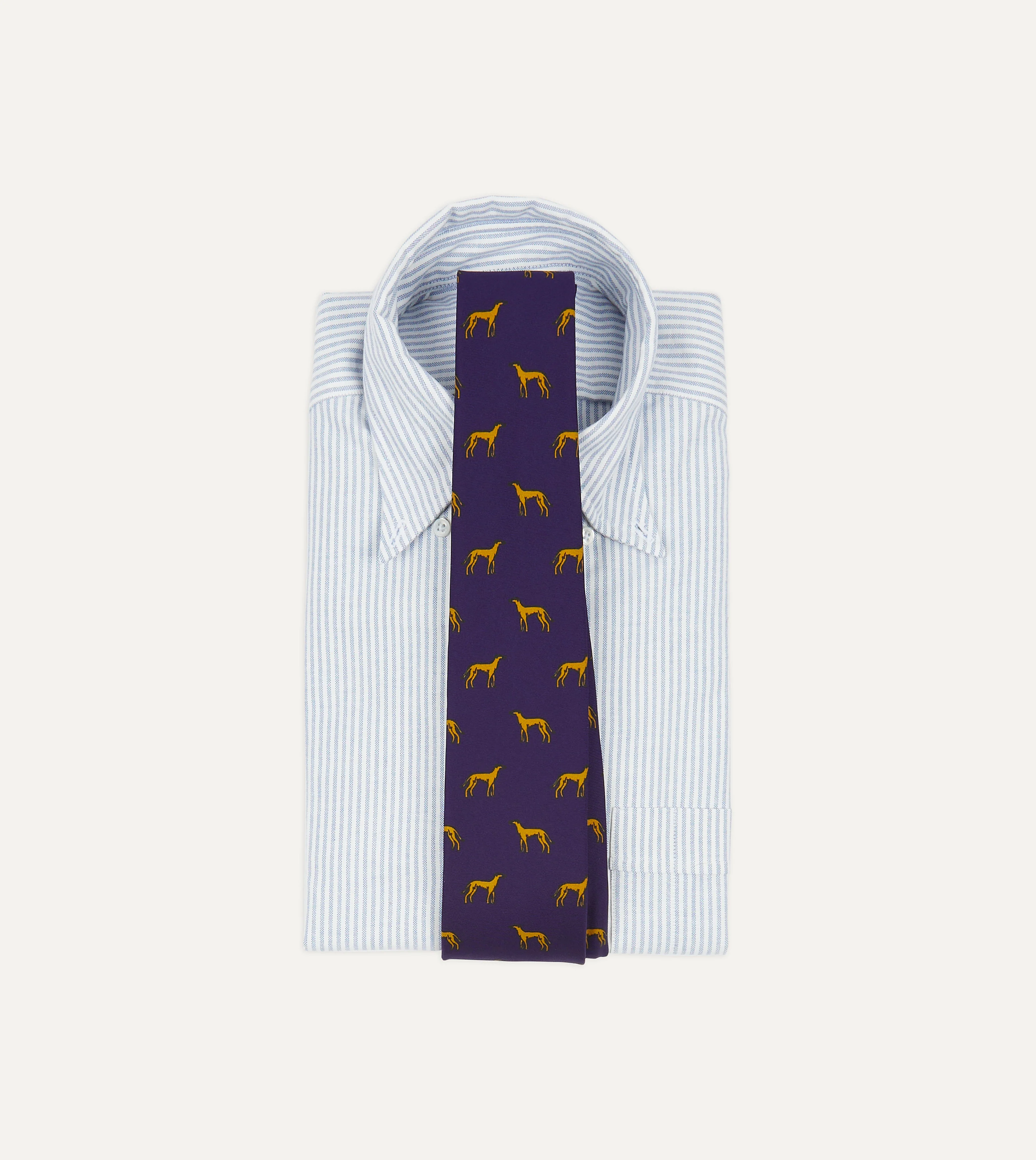 Navy and Yellow Dog Print Silk Tie - Image 2