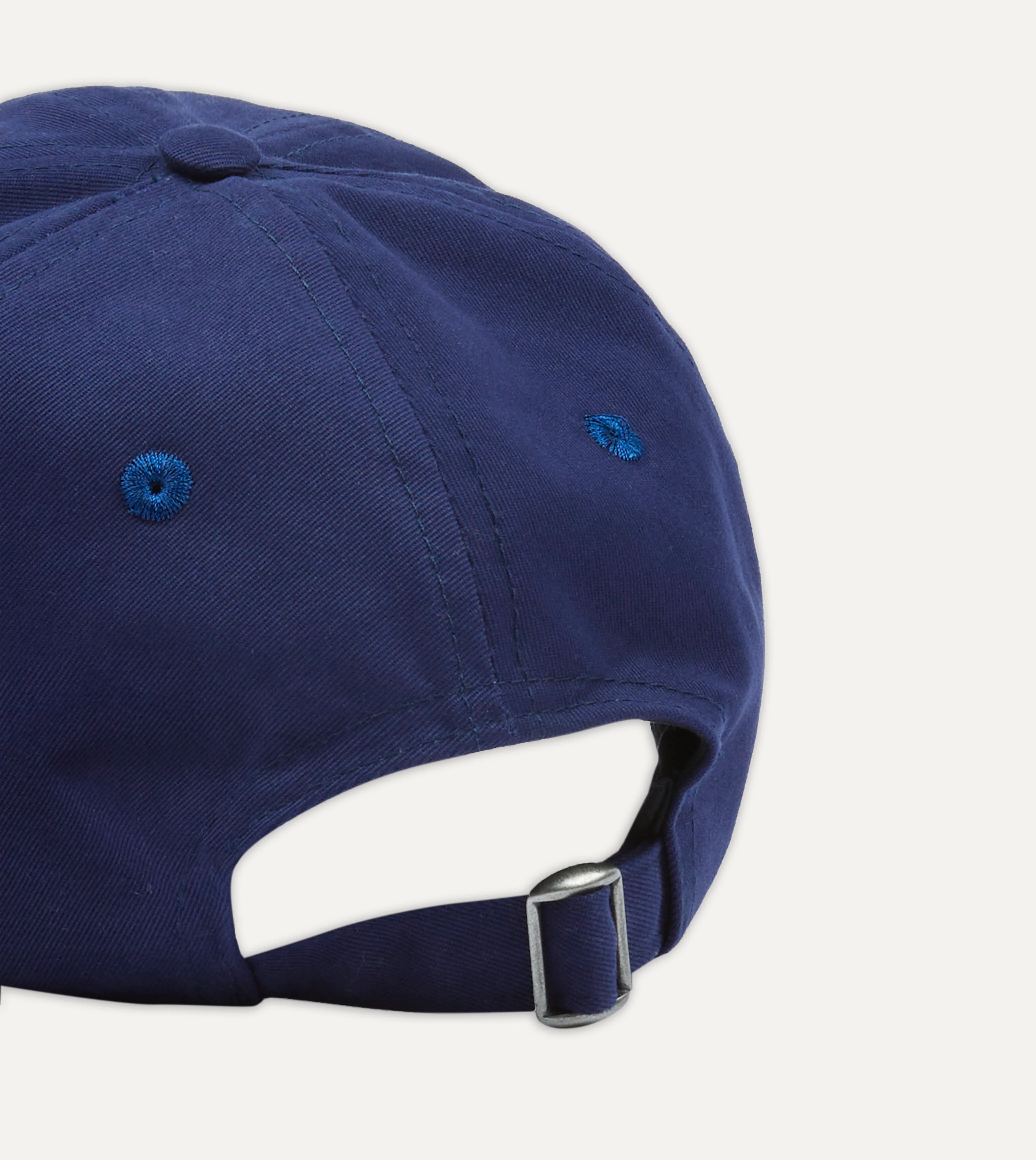 Navy Chequered 'D' Flag Emblem Cotton Twill Baseball Cap - Image 3