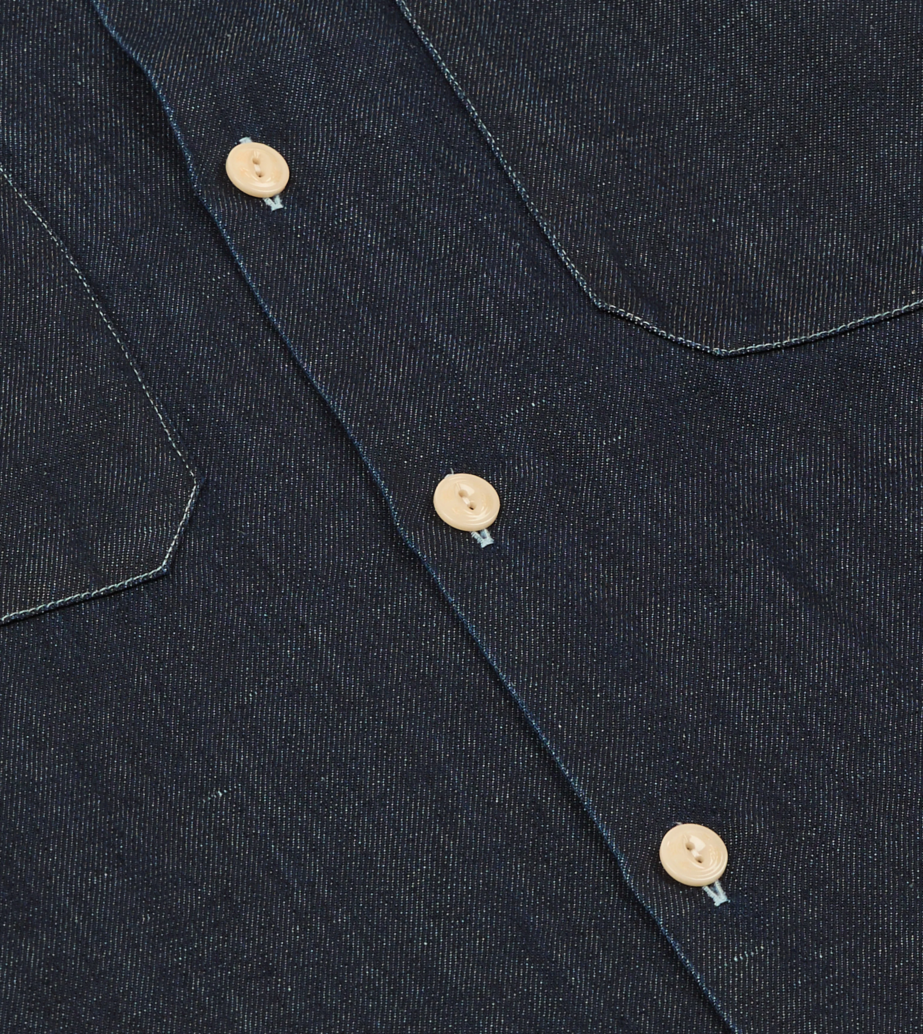 Navy Cotton-Hemp Denim Camp Collar Work Shirt - Image 6