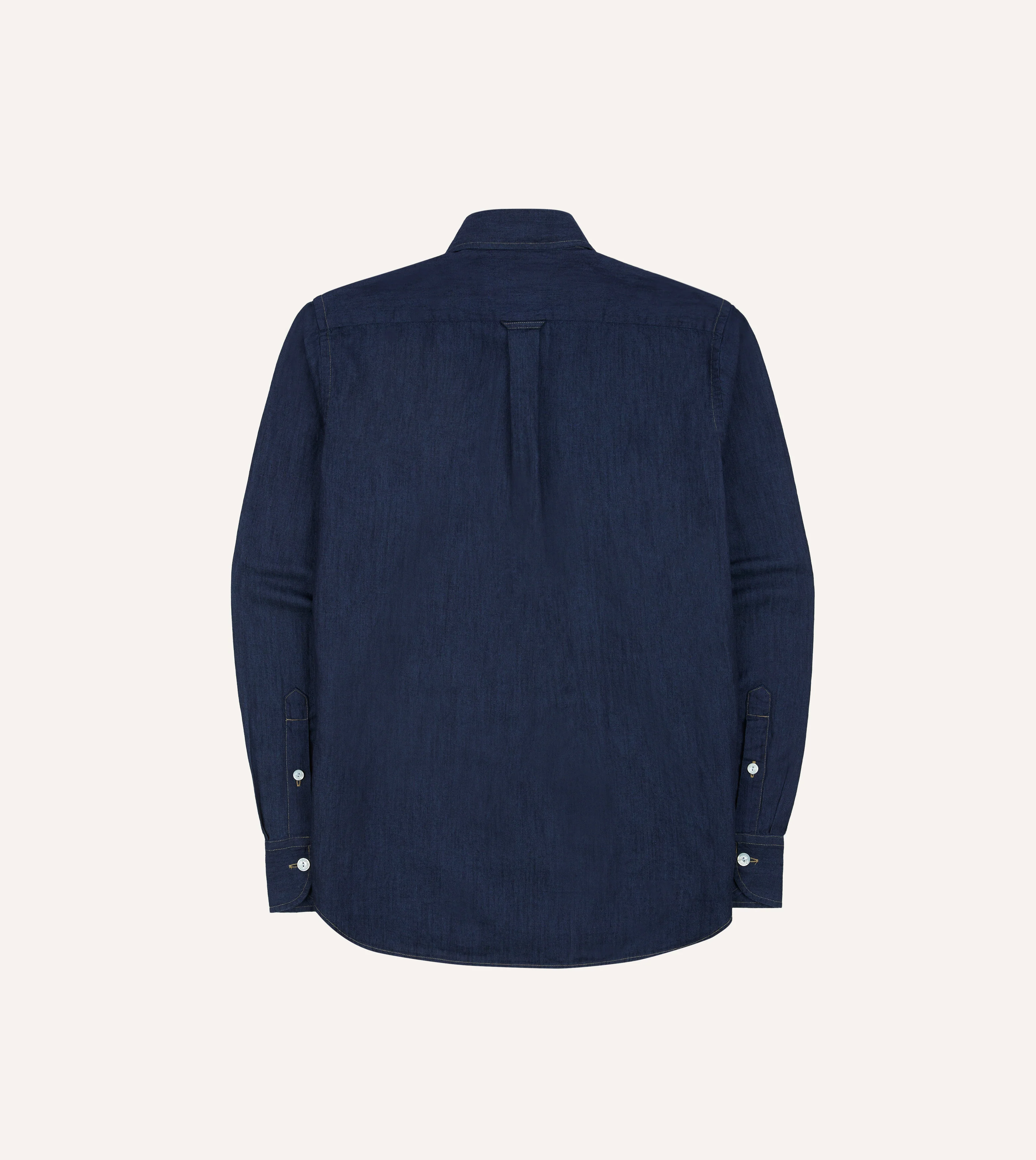 Navy Cotton Linen Two-Pocket Work Shirt - Image 6