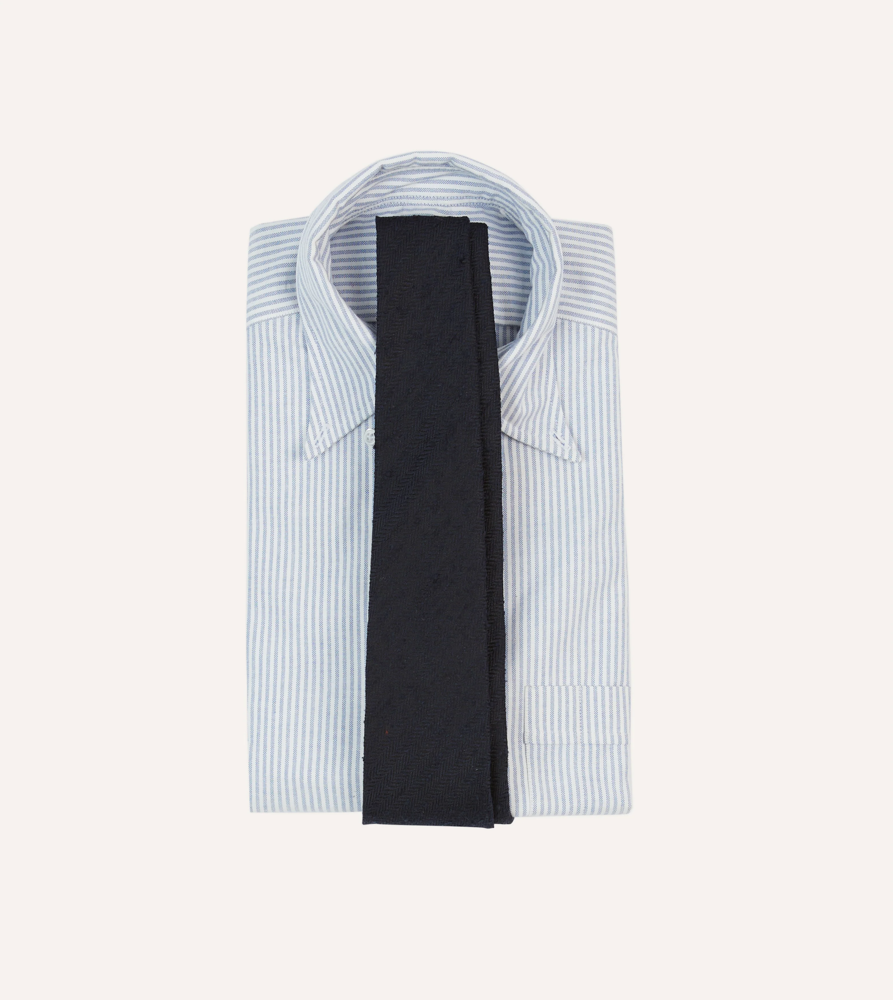 Navy Herringbone Shantung Silk Tipped Tie - Image 2