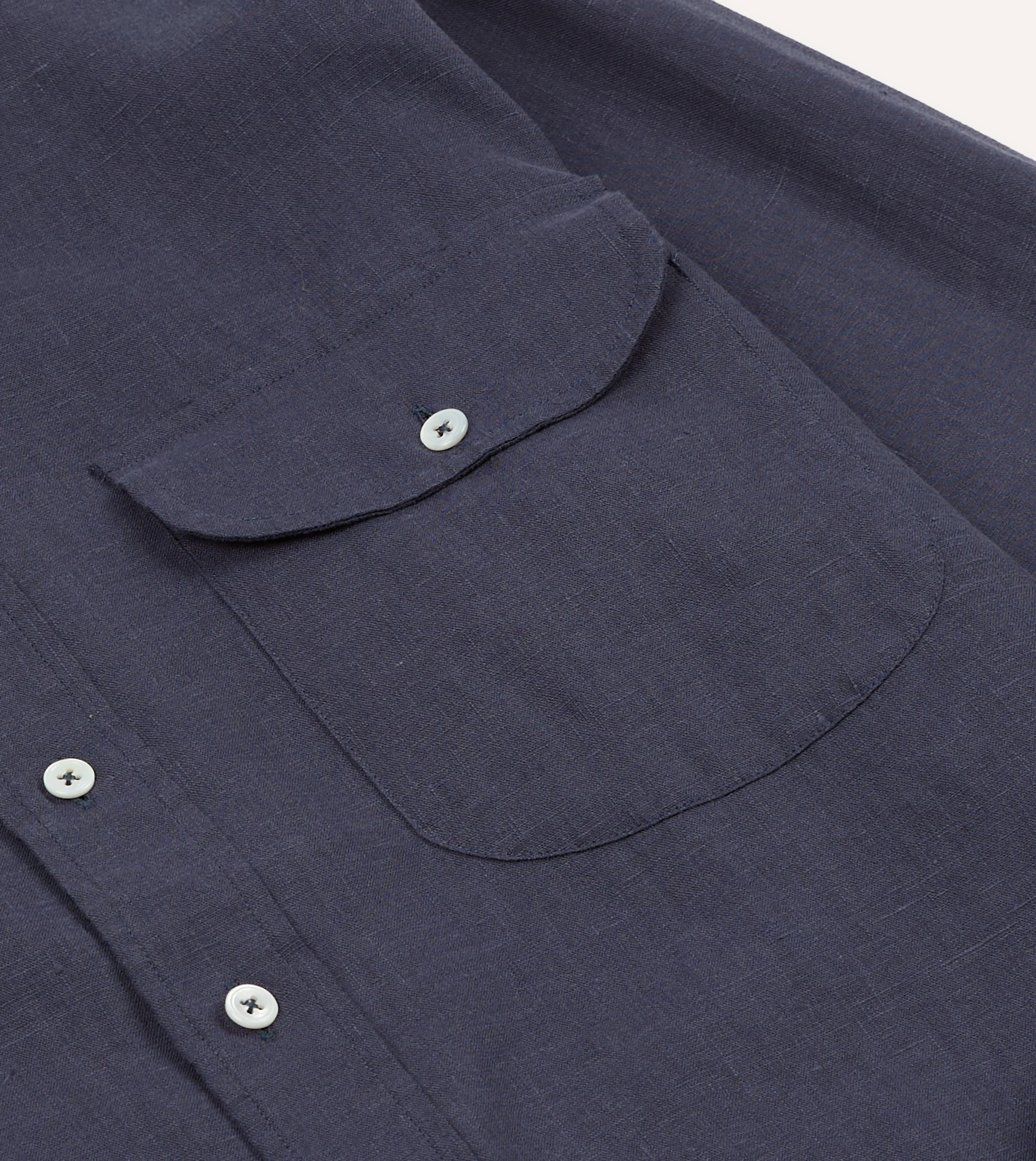 Navy Linen Button-Down Collar Shirt - Image 5