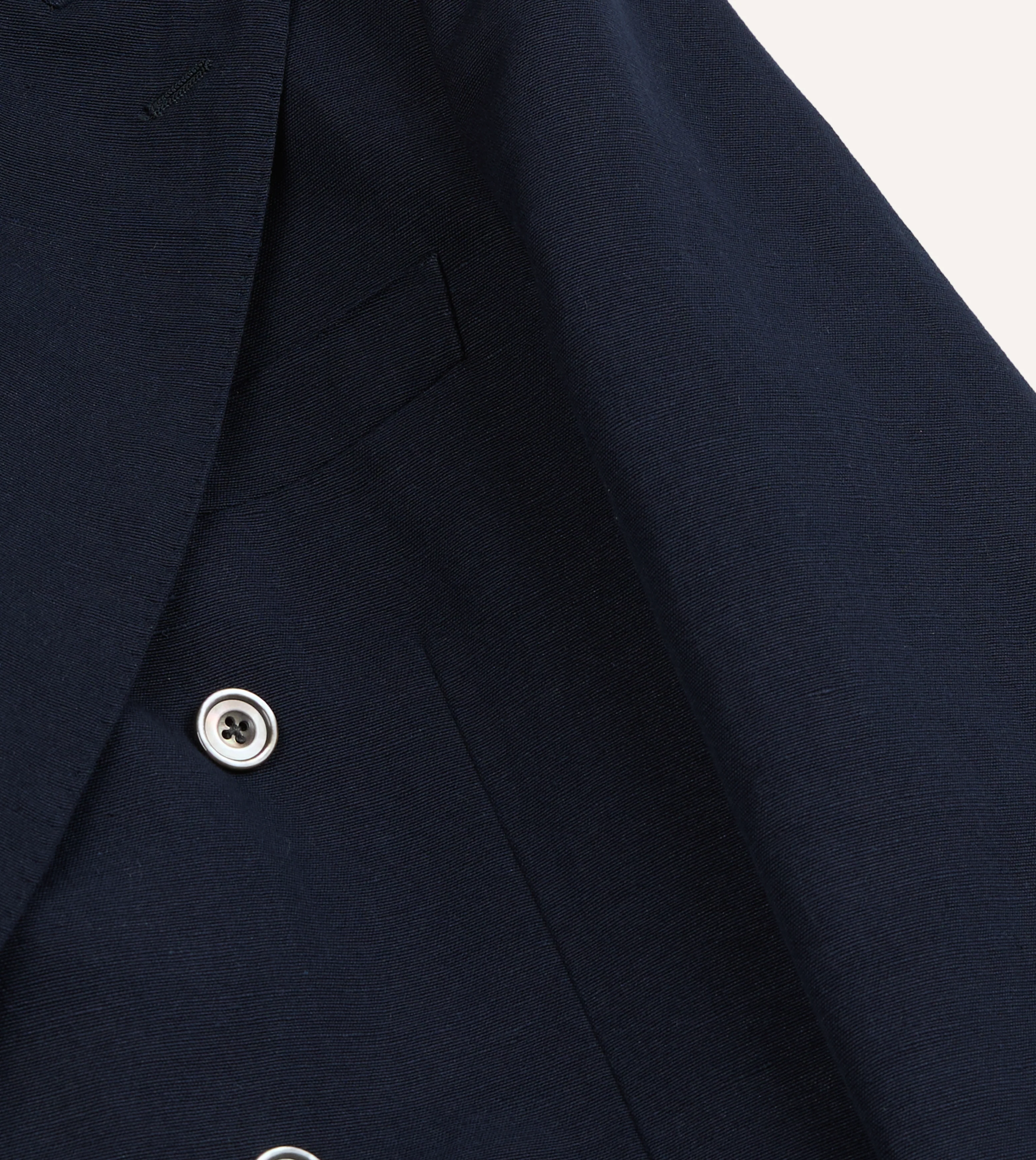 Navy Linen-Cotton Double-Breasted Tailored Jacket - Image 4