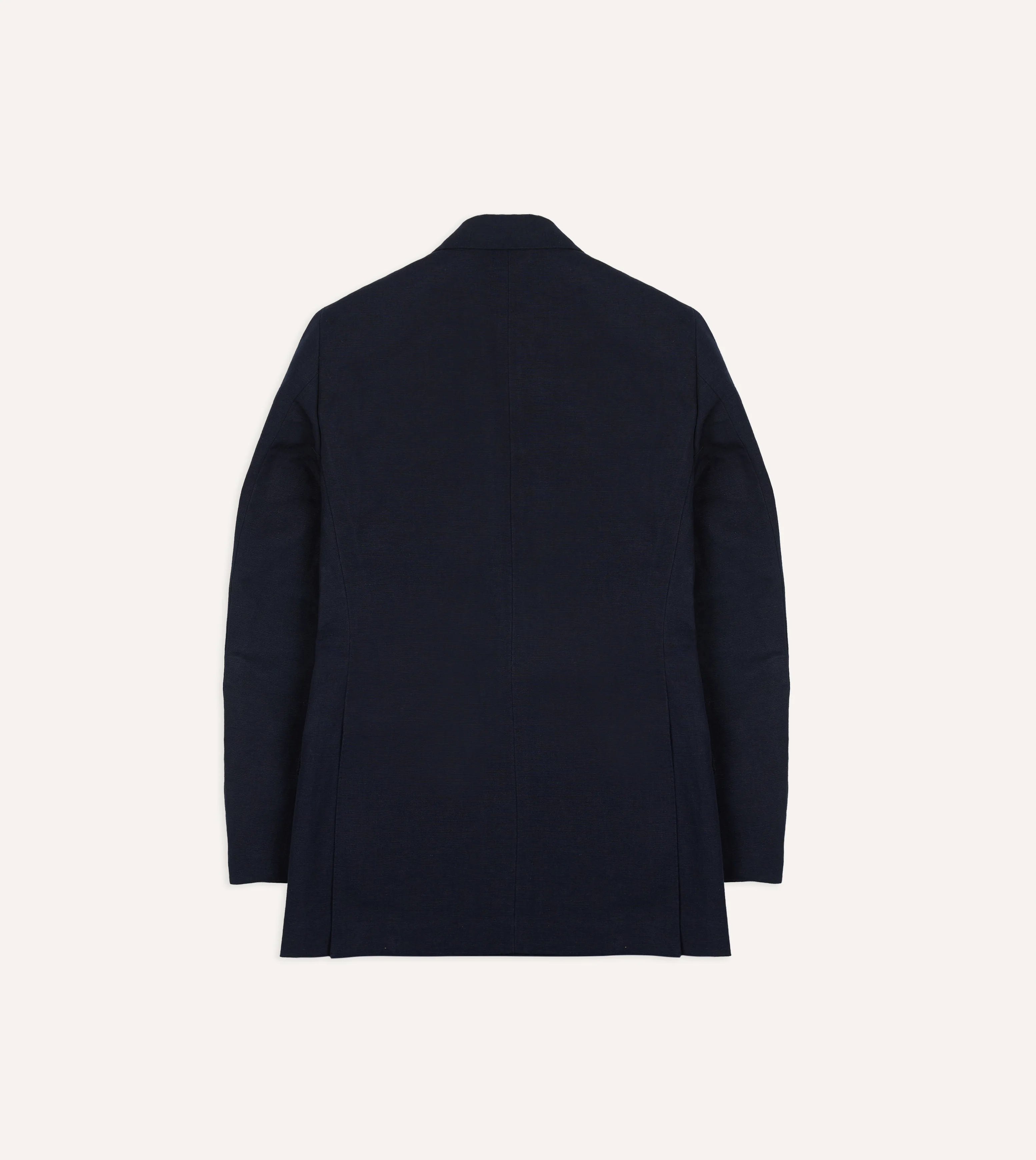 Navy Linen-Cotton Double-Breasted Tailored Jacket - Image 8