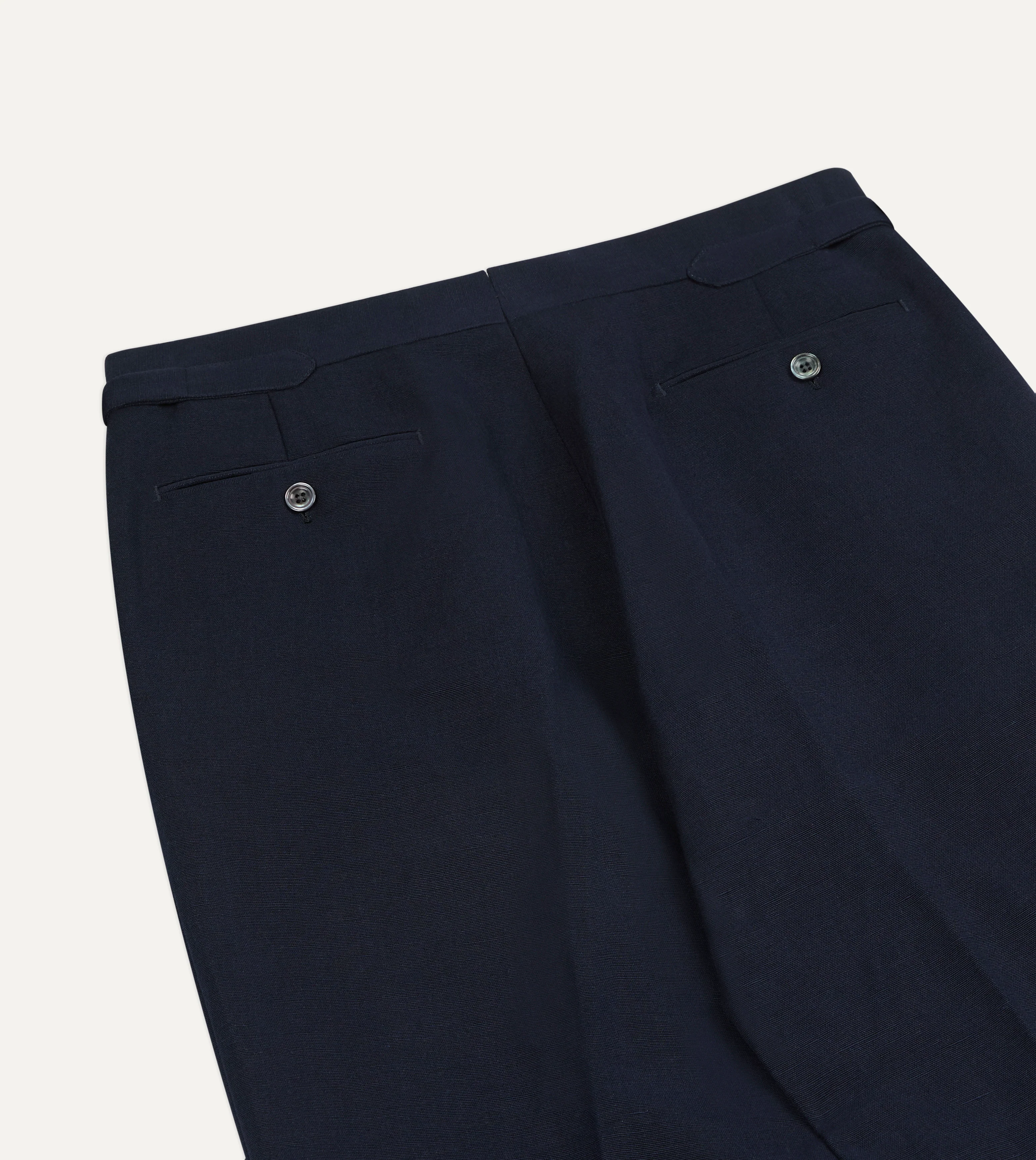 Navy Linen-Cotton Single-Pleat Trouser - Image 5