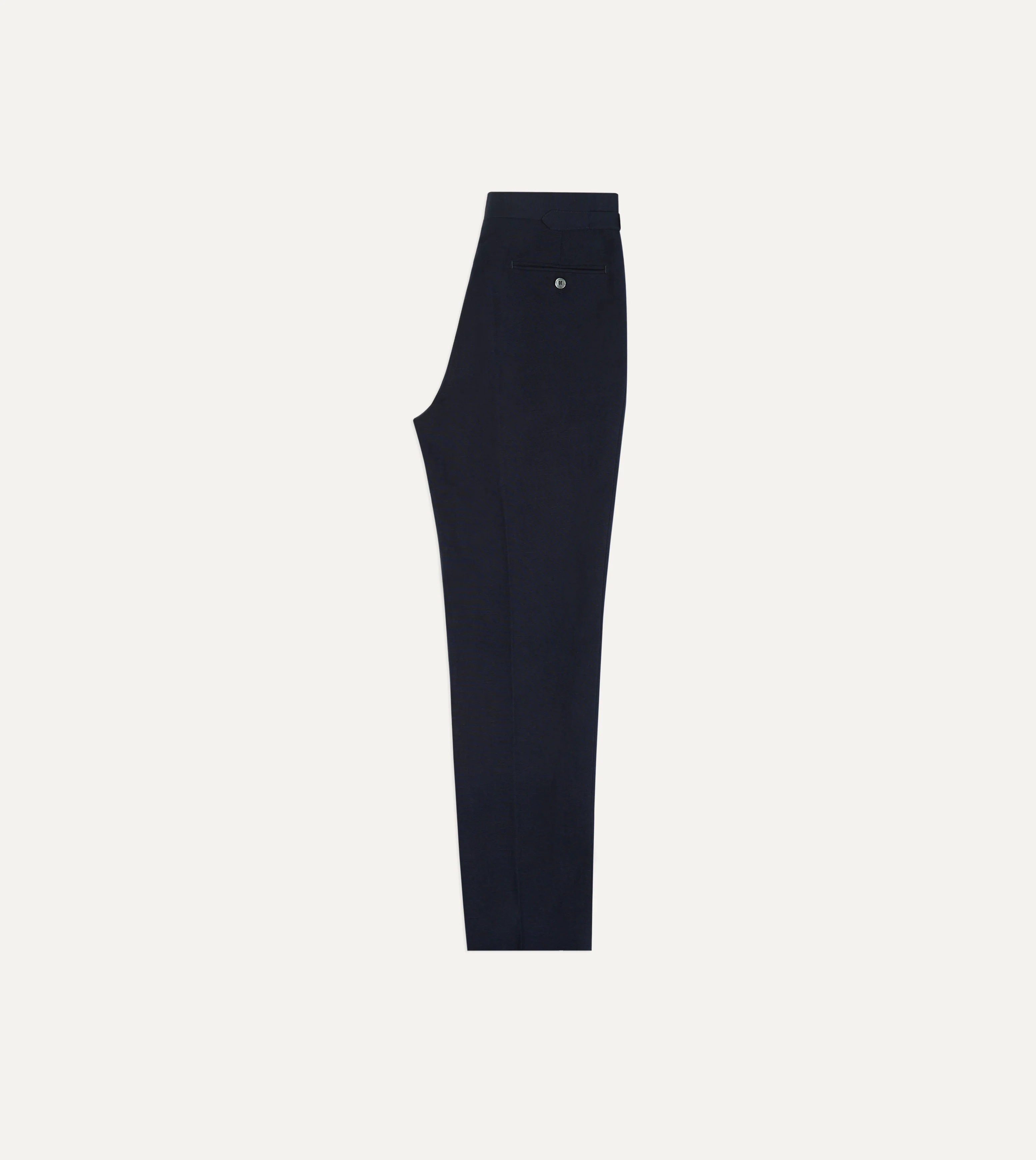 Navy Linen-Cotton Single-Pleat Trouser - Image 6