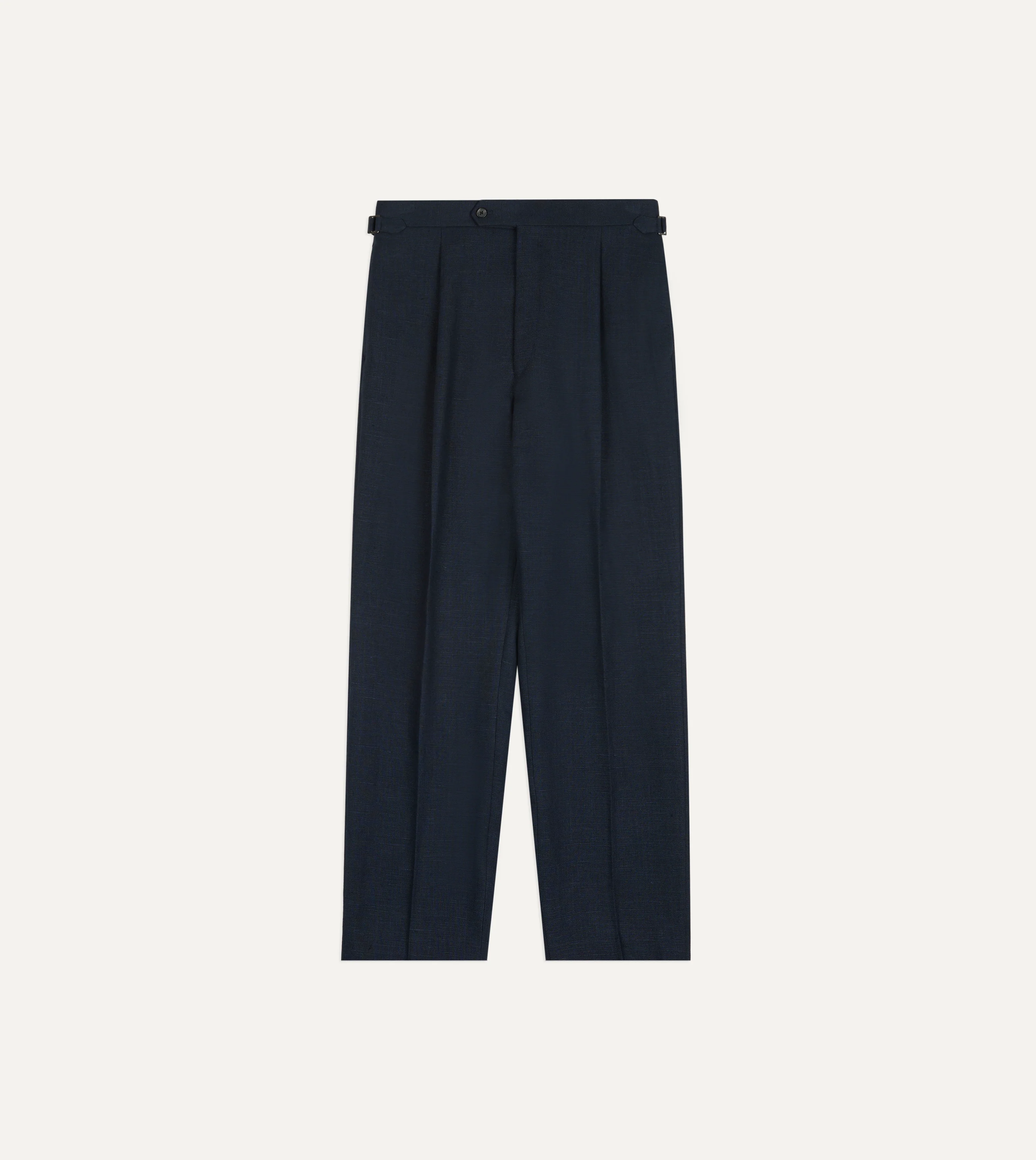 Navy Linen Single Pleat Trouser - Image 3