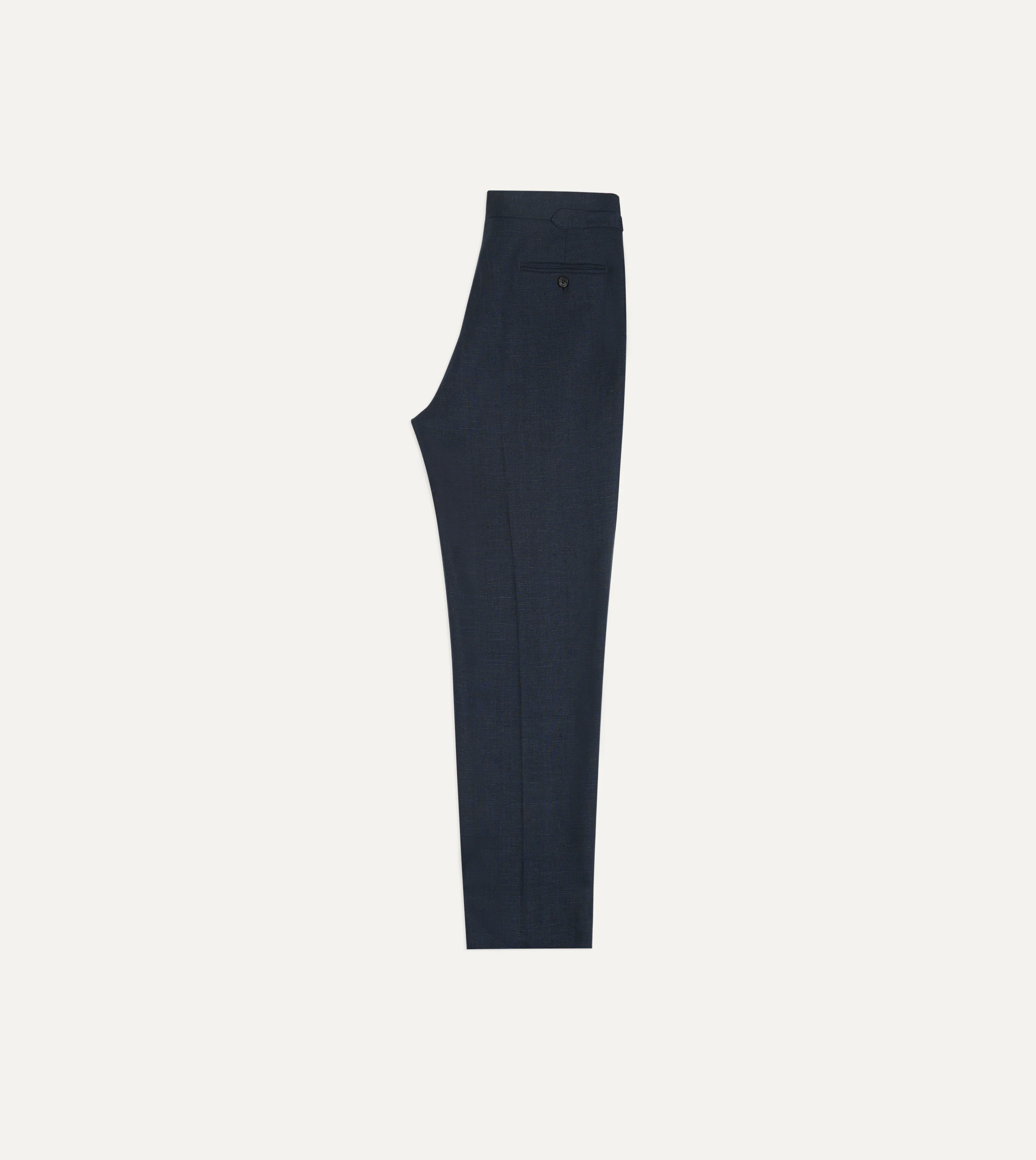 Navy Linen Single Pleat Trouser - Image 6