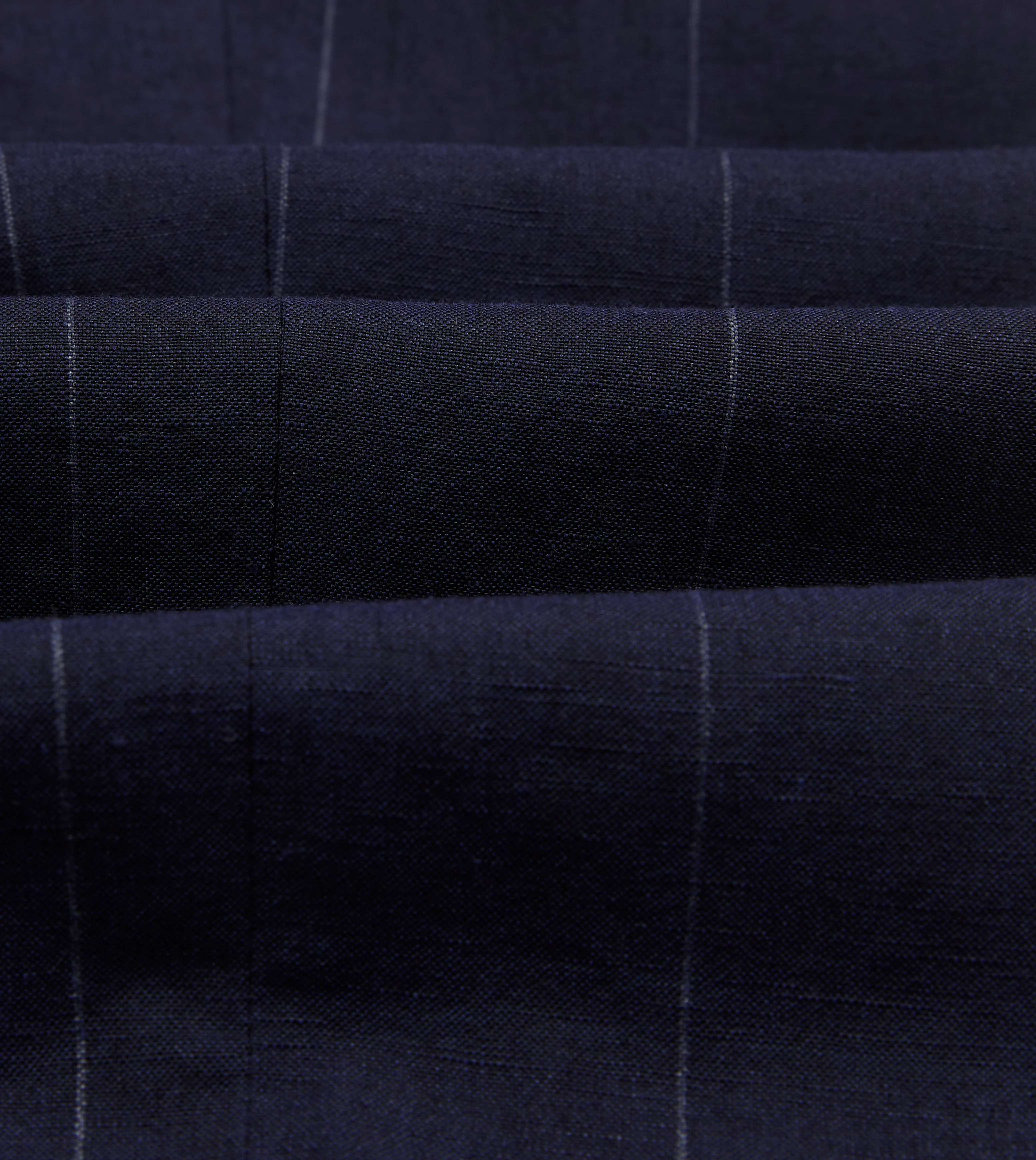 Navy Pinstripe Wool-Linen Single-Pleat Trouser - Image 2