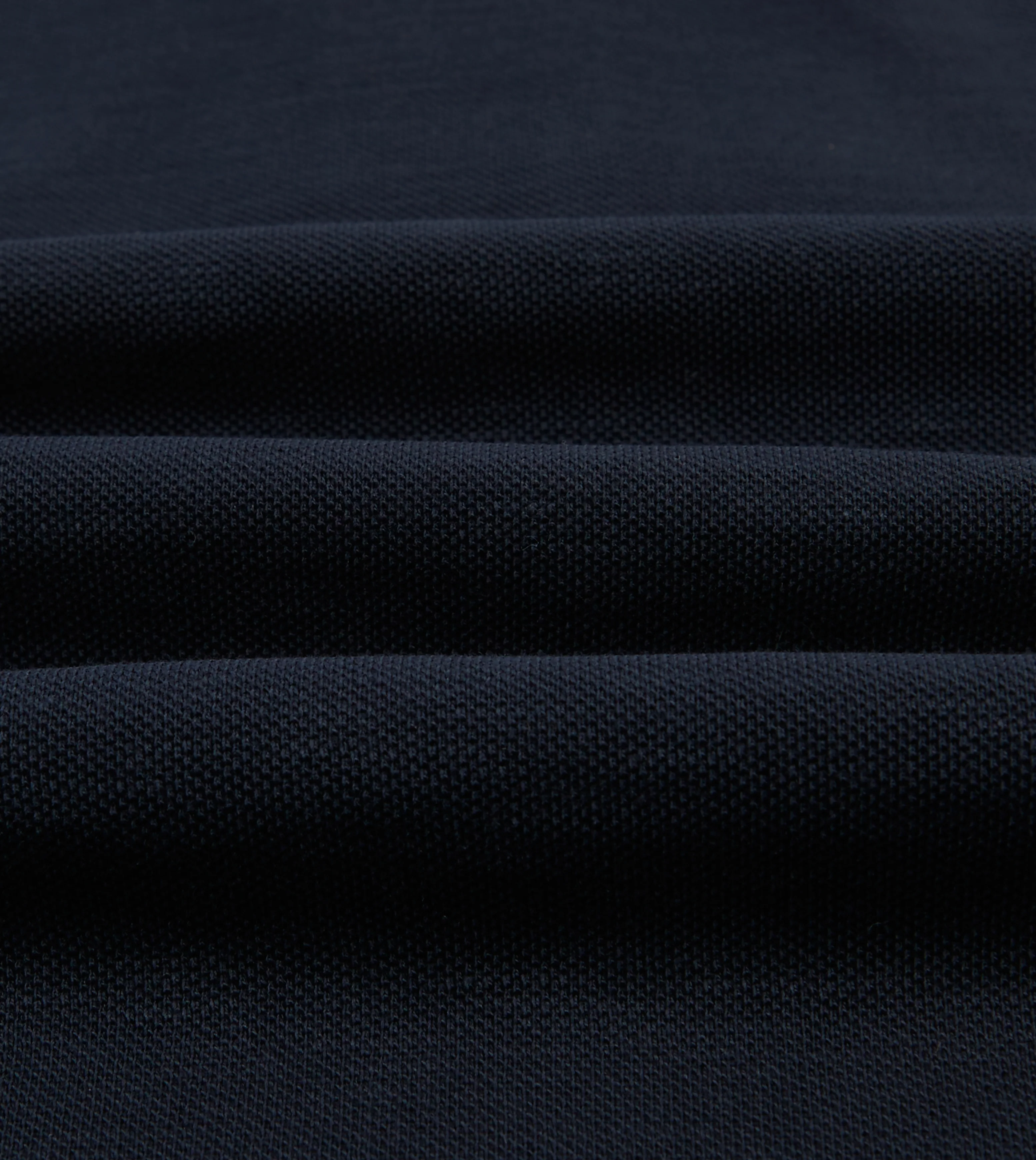 Navy Pique Cotton Long-Sleeve Polo Shirt - Image 2