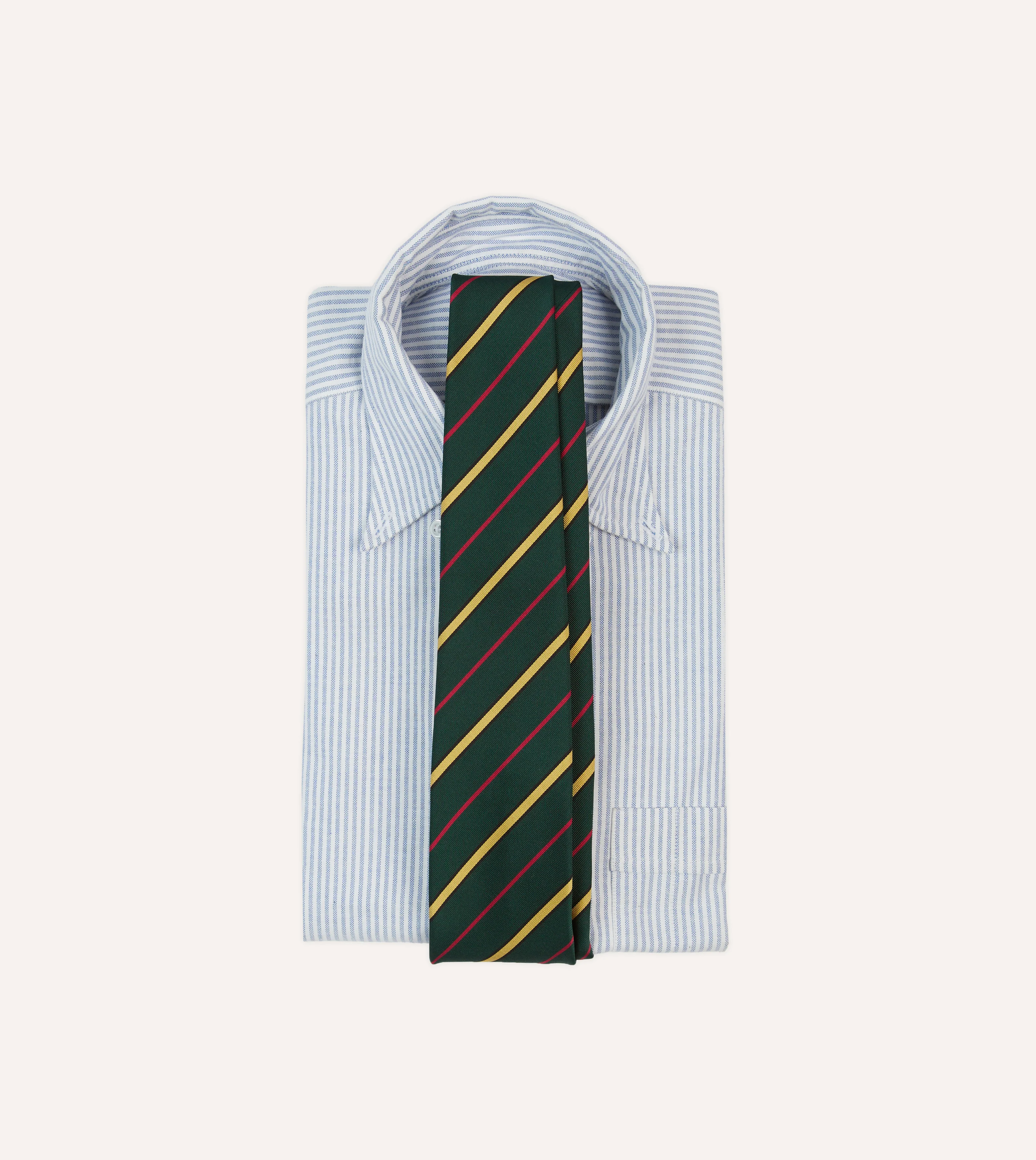 Navy, Red and White Multi Stripe Mogador Silk Tipped Tie - Image 2