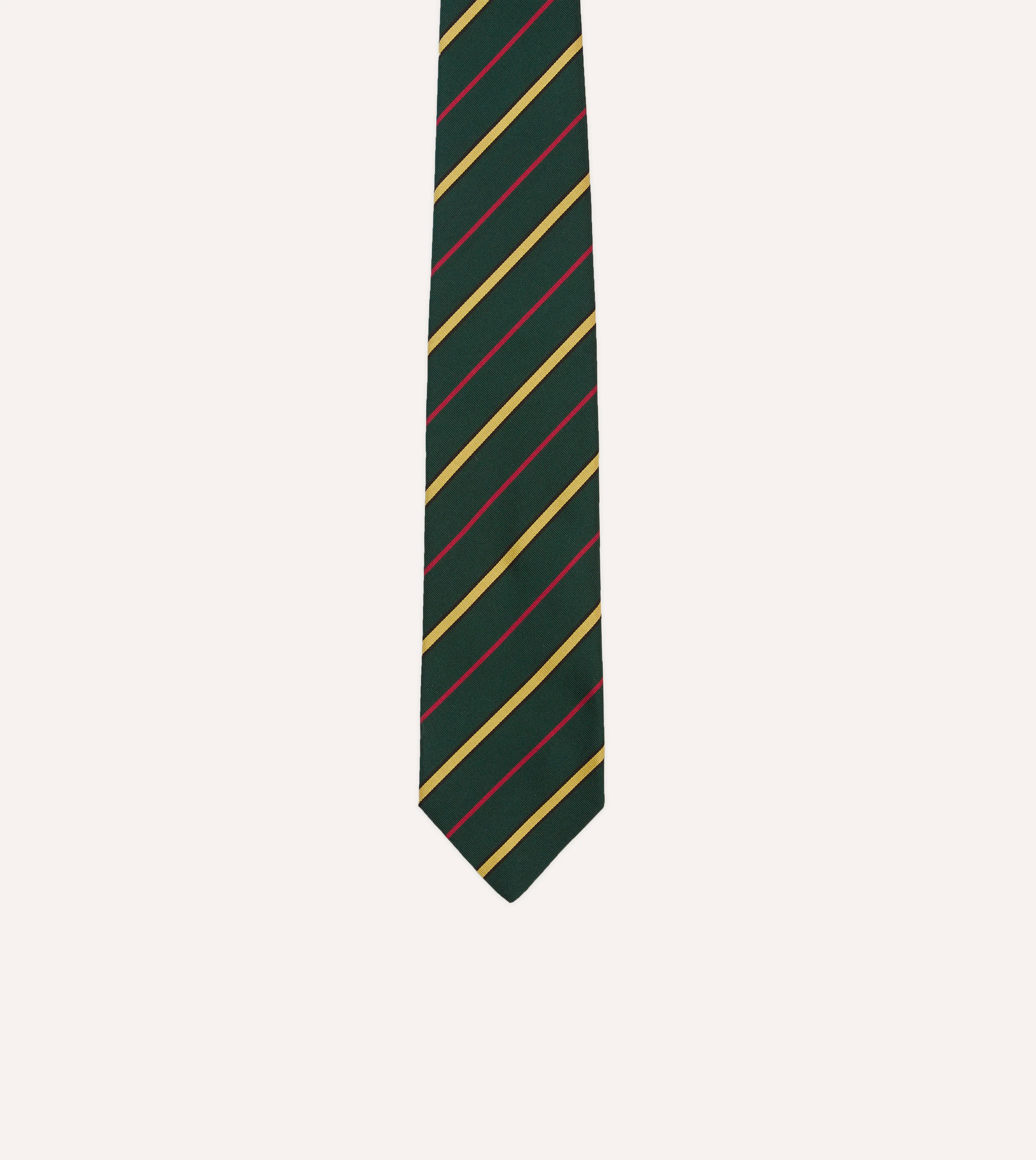 Navy, Red and White Multi Stripe Mogador Silk Tipped Tie - Image 3
