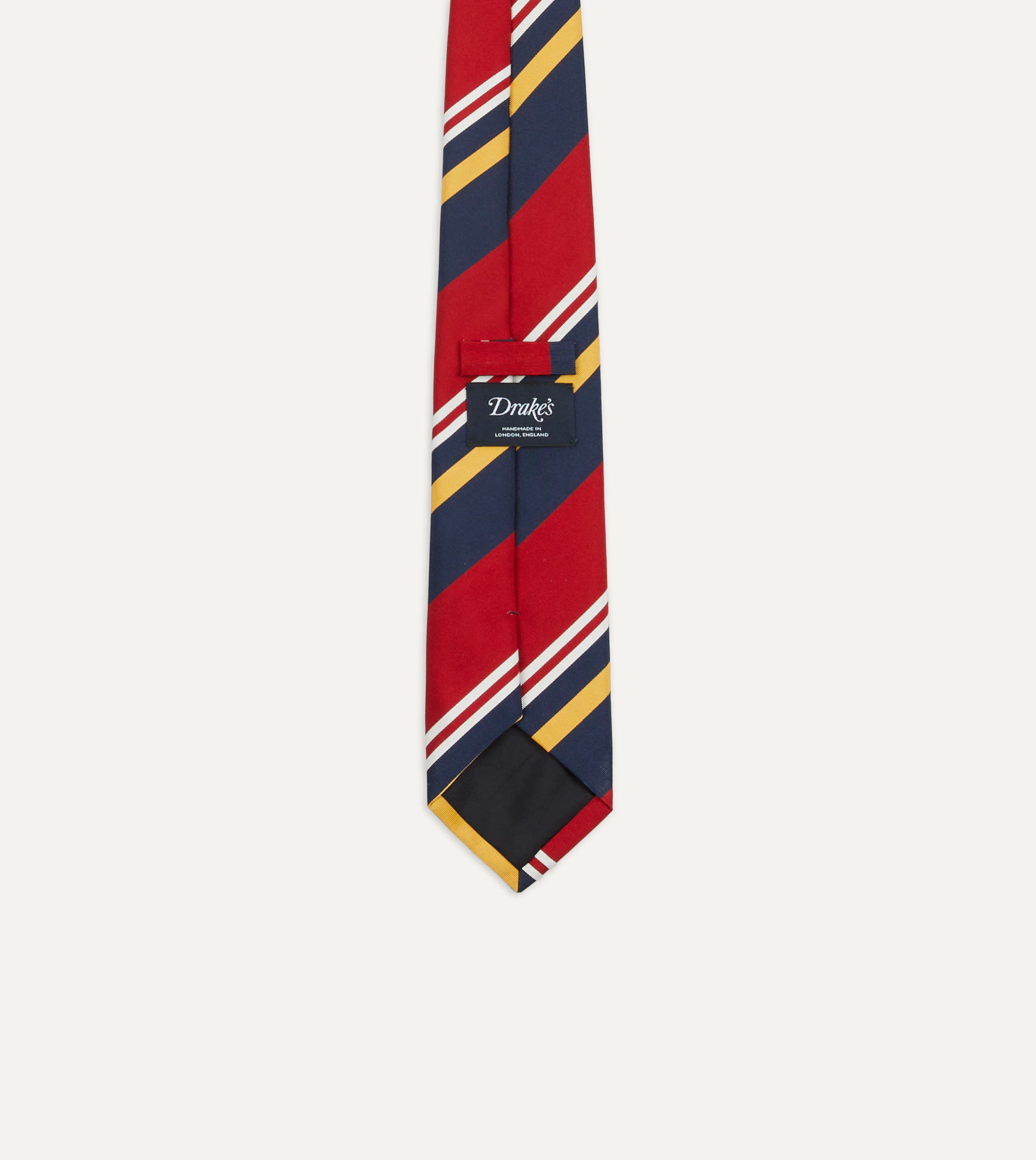 Navy, Red and Yellow Baiadera Stripe Mogador Tipped Tie - Image 3