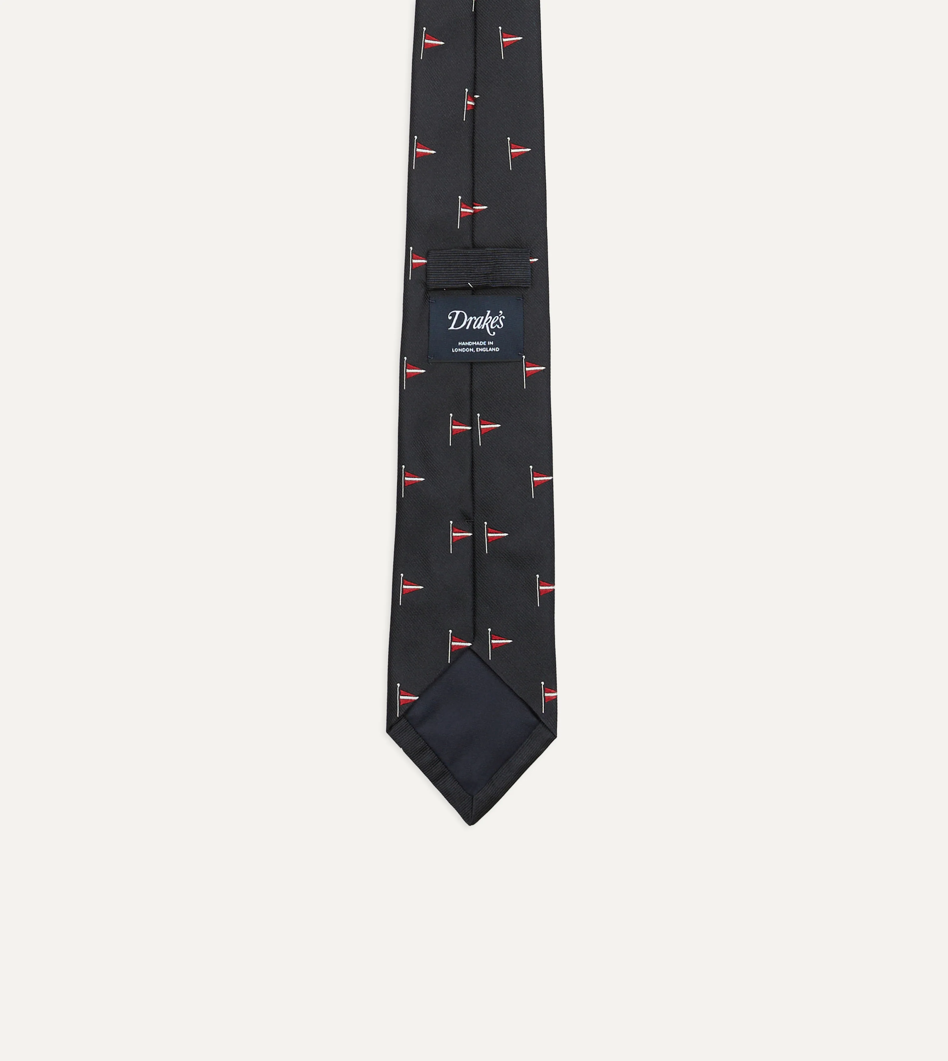 Navy Red Pennant Motif Silk Tipped Tie - Image 3