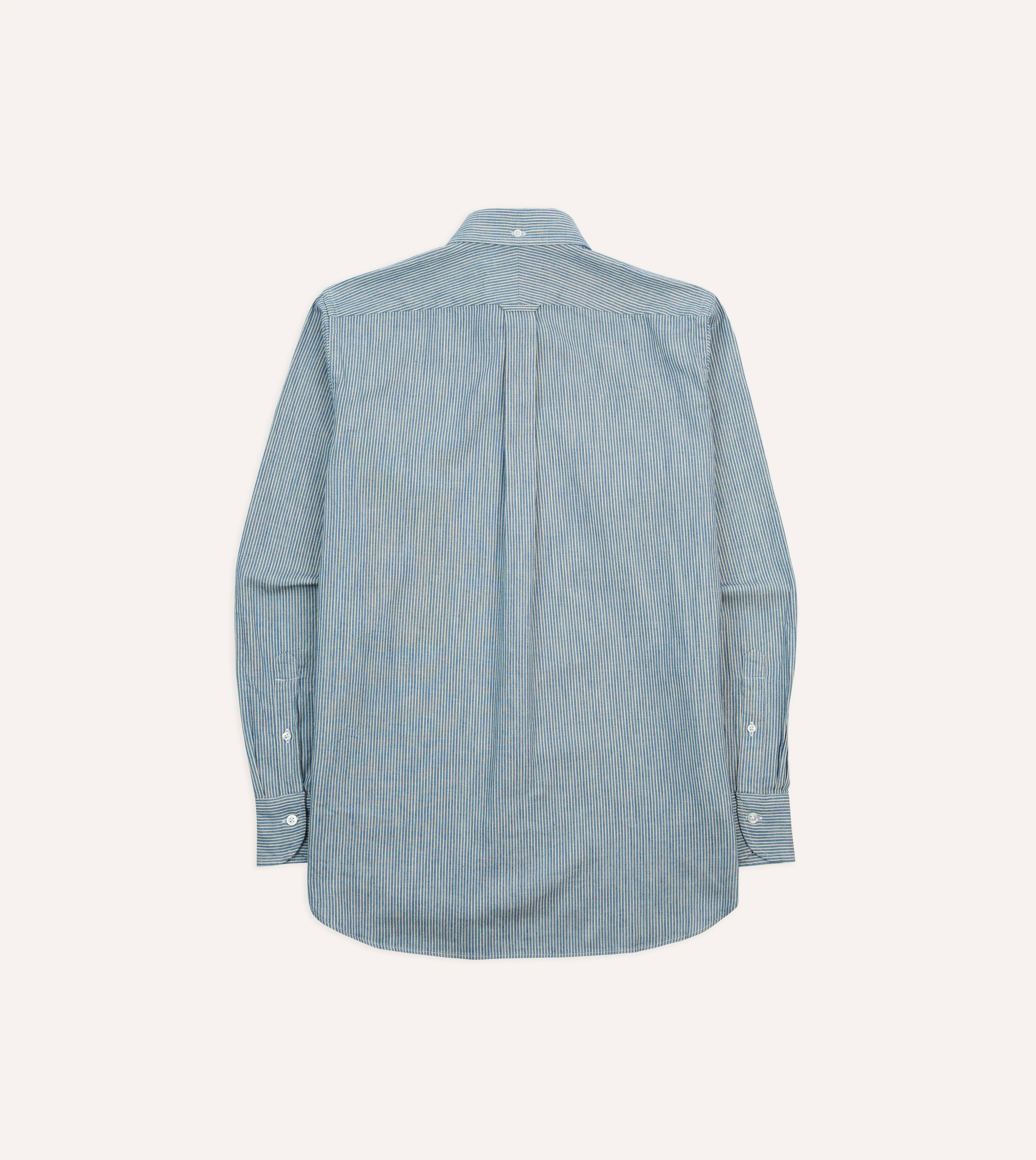 Navy Stripe Denim Work Shirt - Image 6