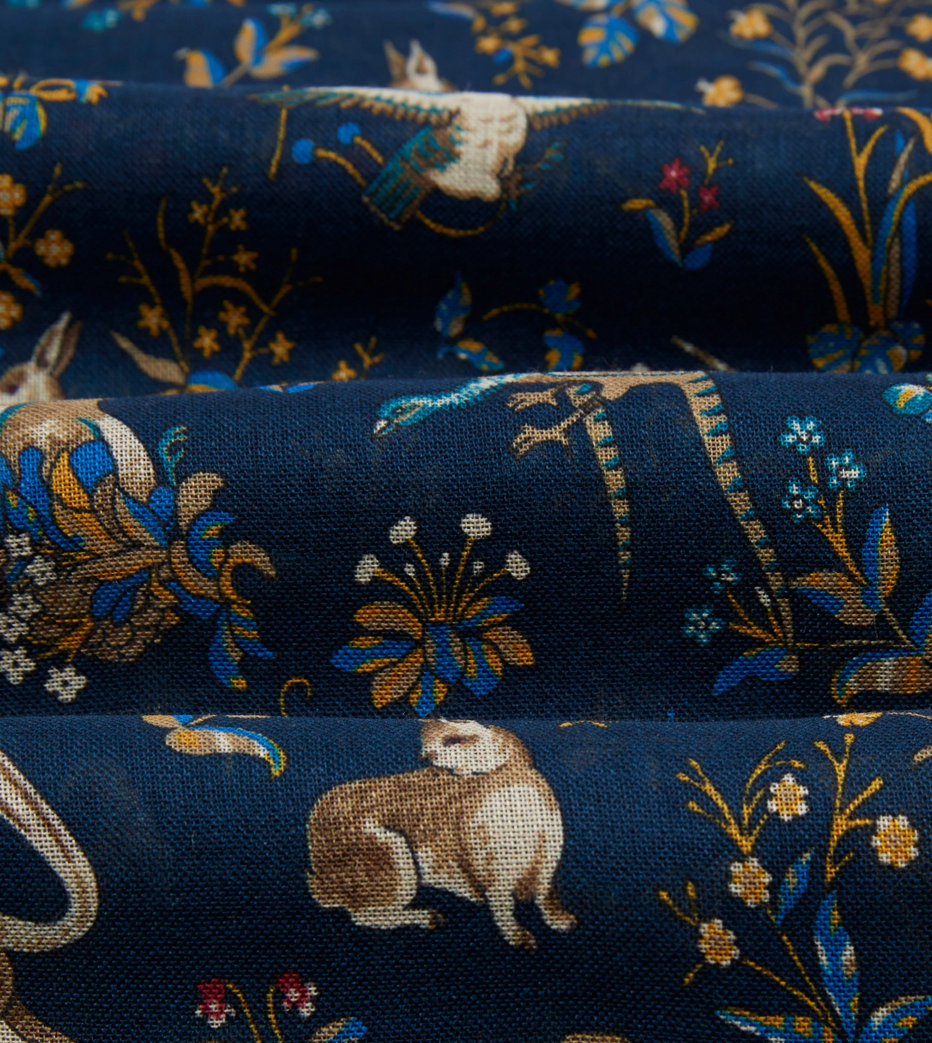 Navy Unicorn Print Wool-Silk Scarf - Image 2
