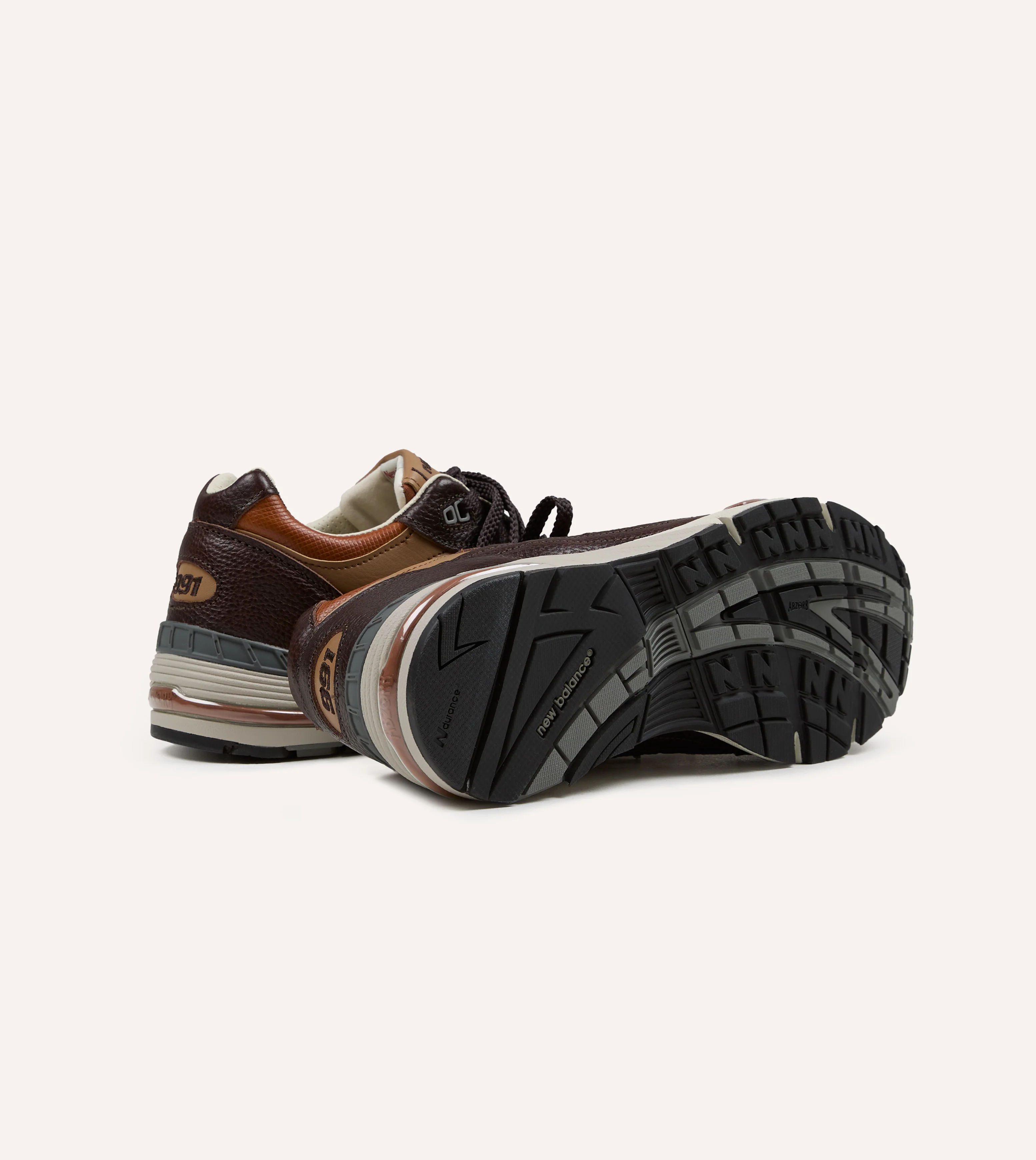 New Balance ‘Luxury Leather’ Chocolate Plum and Caramel Made in UK 991v1 Trainers - Image 2