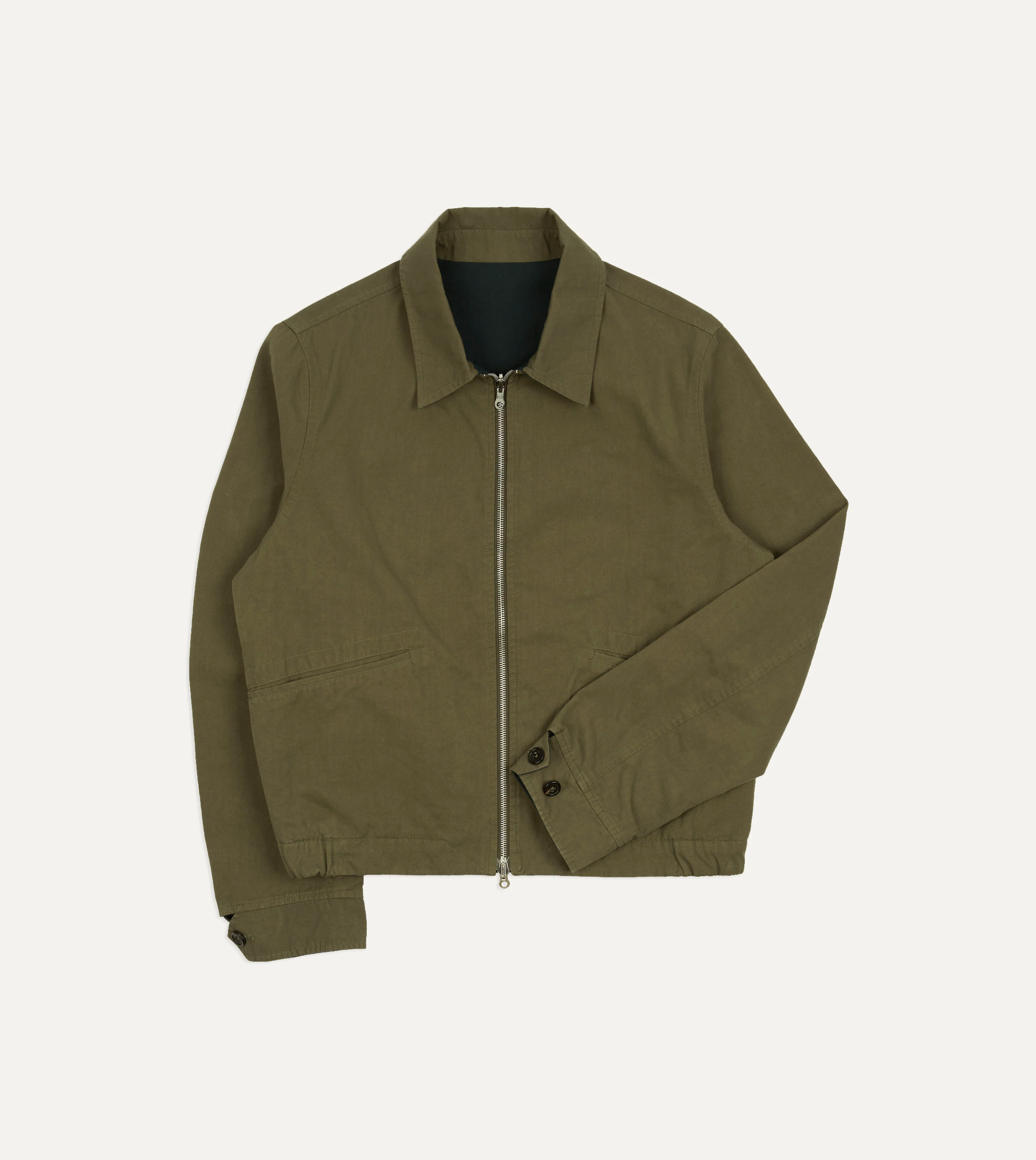 Olive and Navy Reversible Cotton Blouson Jacket - Image 2