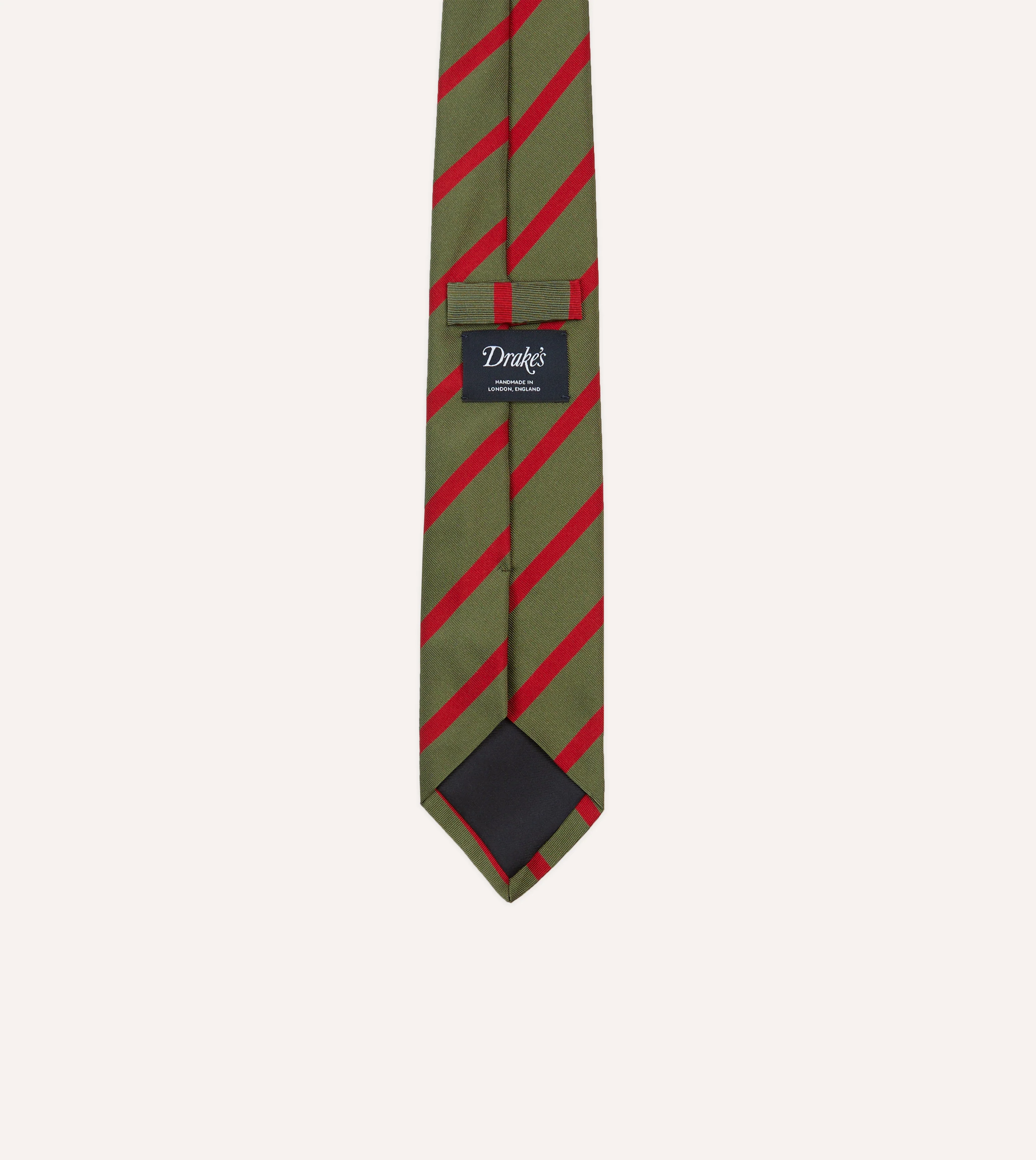 Olive and Red Bar Stripe Mogador Silk Tipped Tie - Image 4