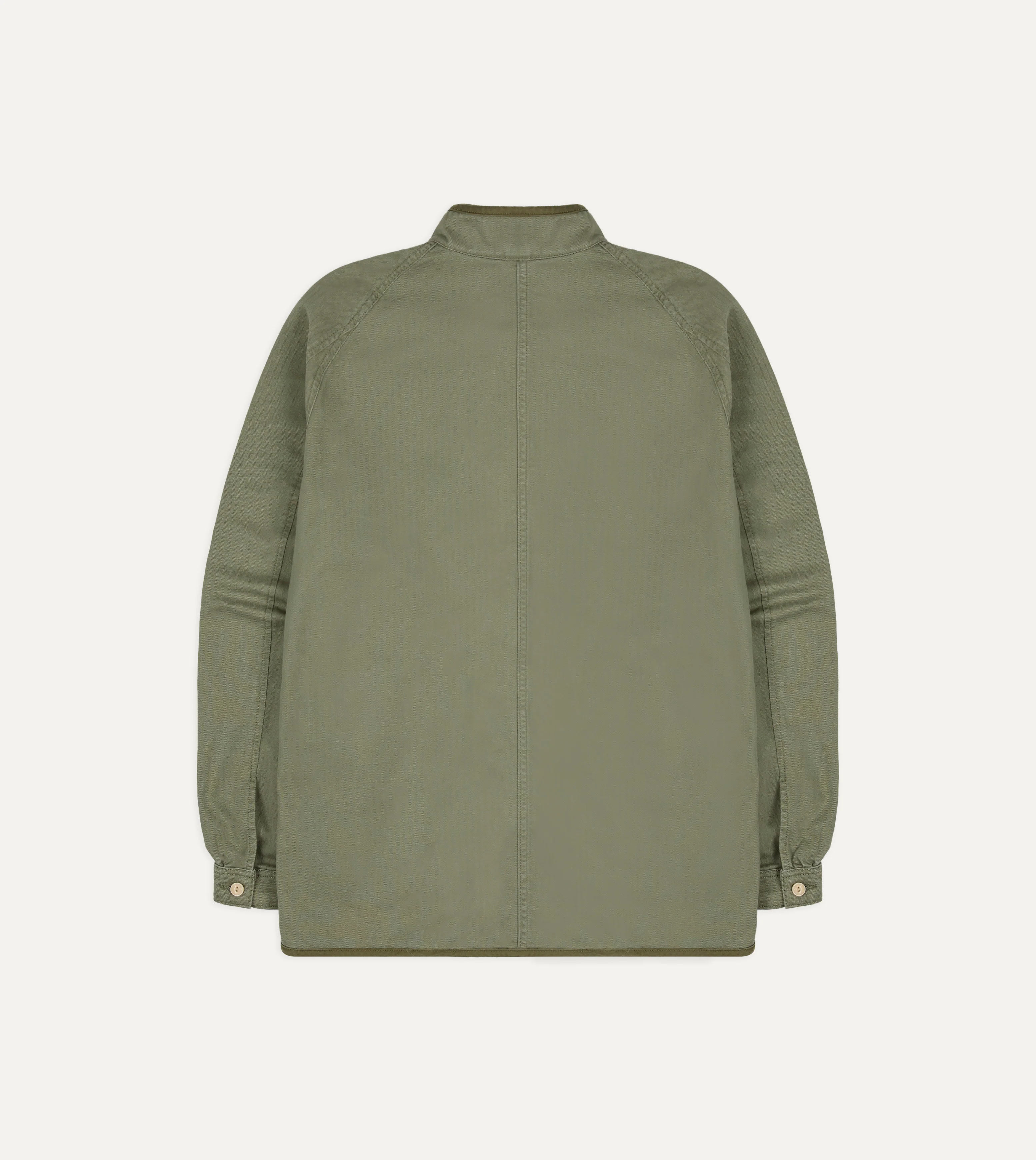 Olive Herringbone Cotton Artist Chore Jacket - Image 10