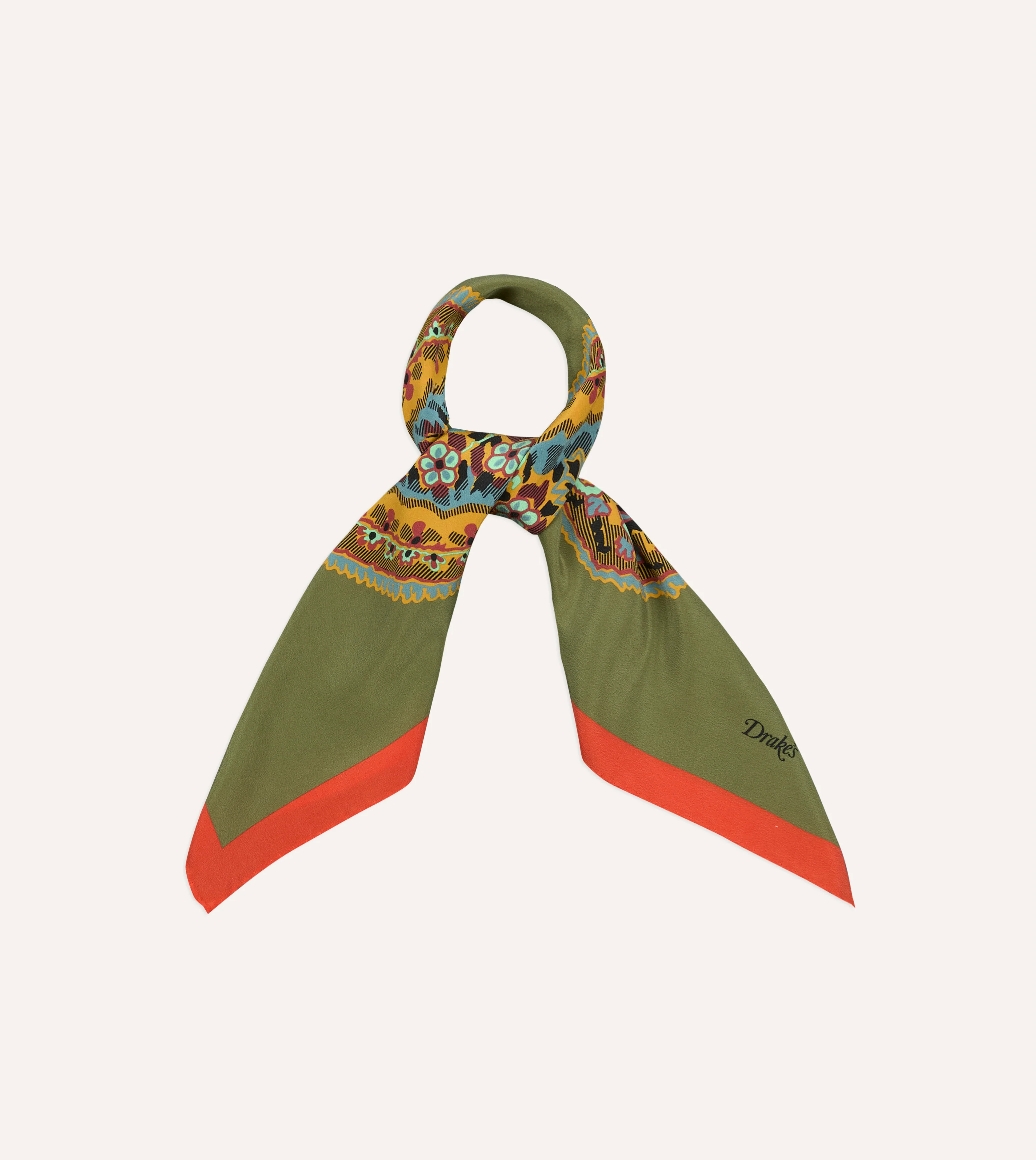 Olive Jumbo Paisley Print Silk Bandana - Image 3