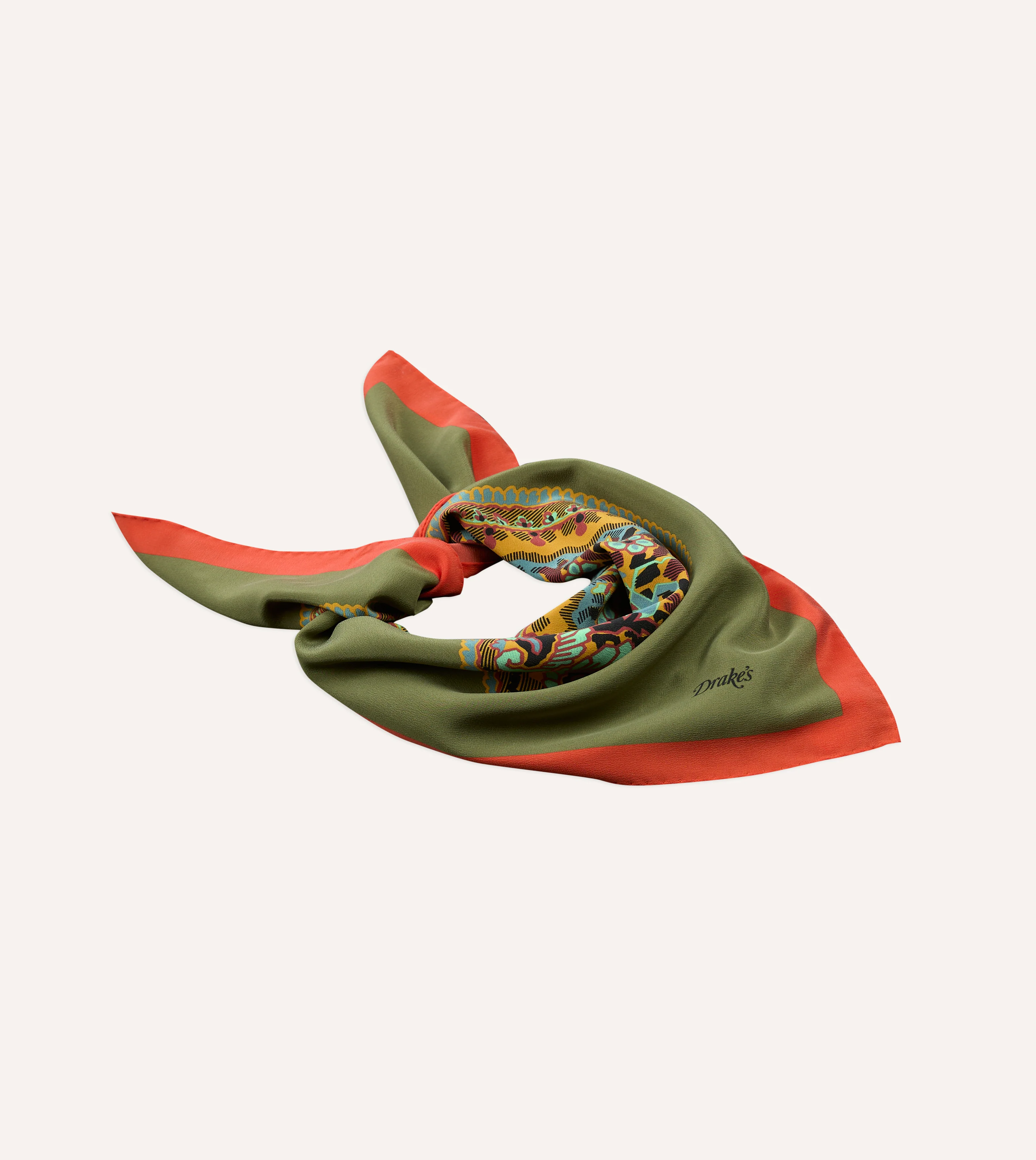 Olive Jumbo Paisley Print Silk Bandana - Image 4