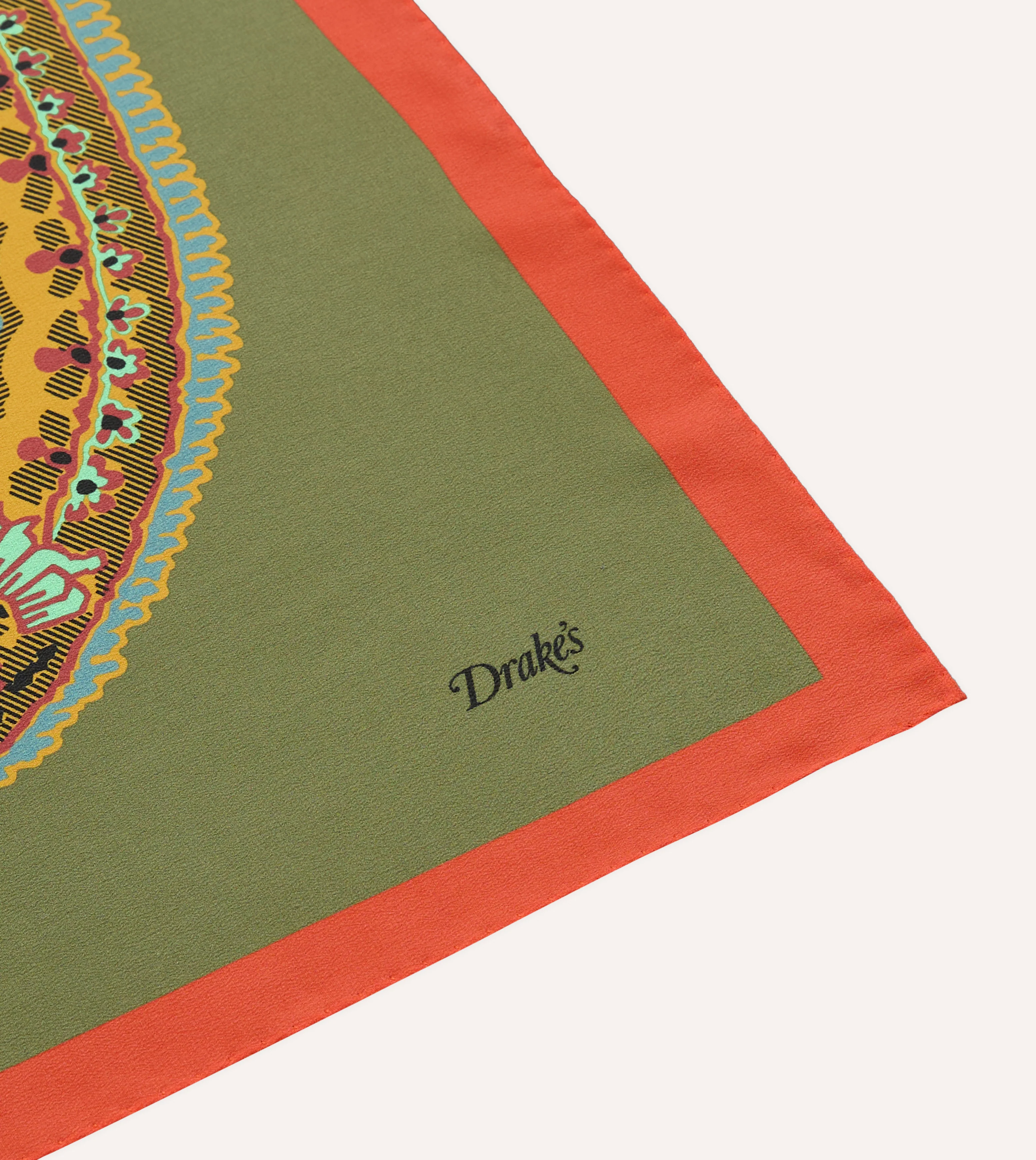 Olive Jumbo Paisley Print Silk Bandana - Image 5