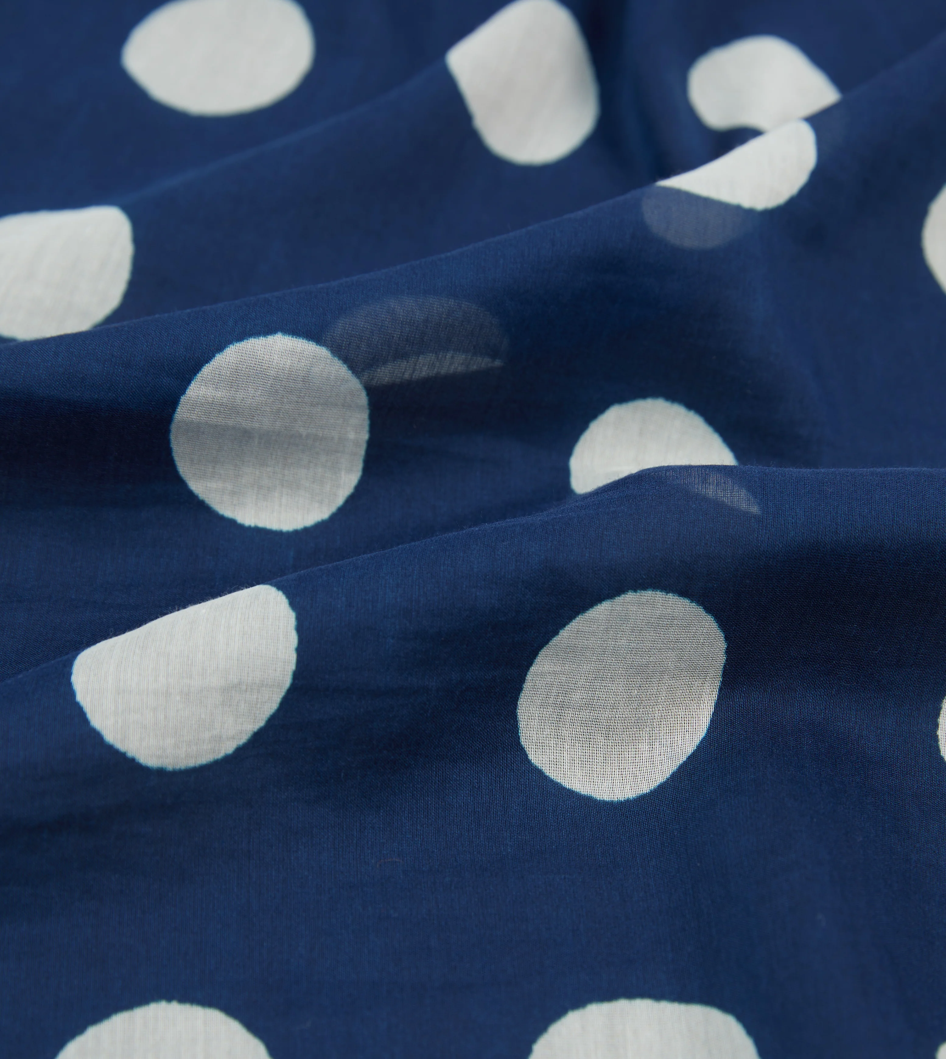 Olive, Navy and Ecru Large Spots Print Cotton-Silk Pocket Square - Image 2