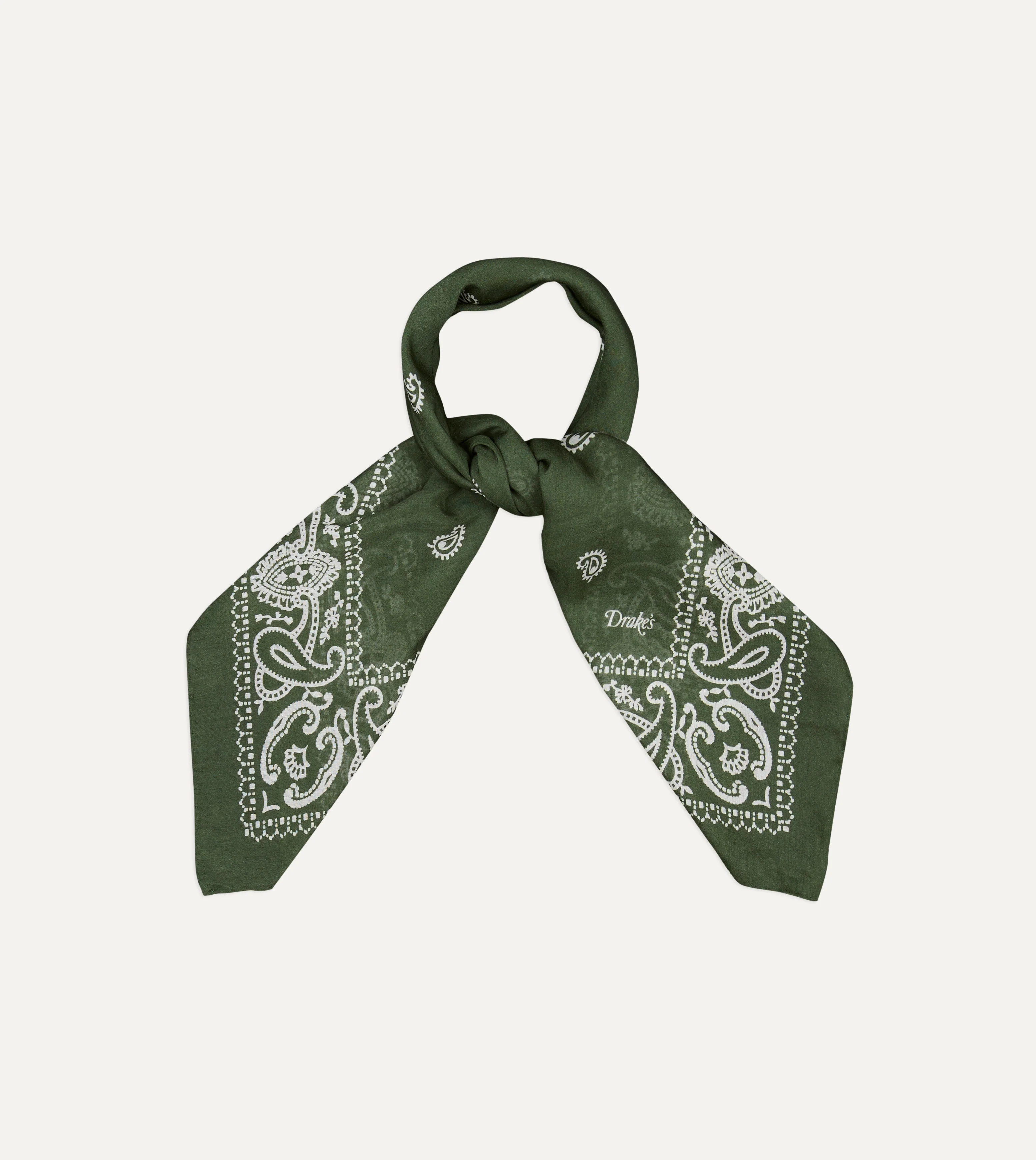 Olive Paisley Cotton-Silk Bandana - Image 3
