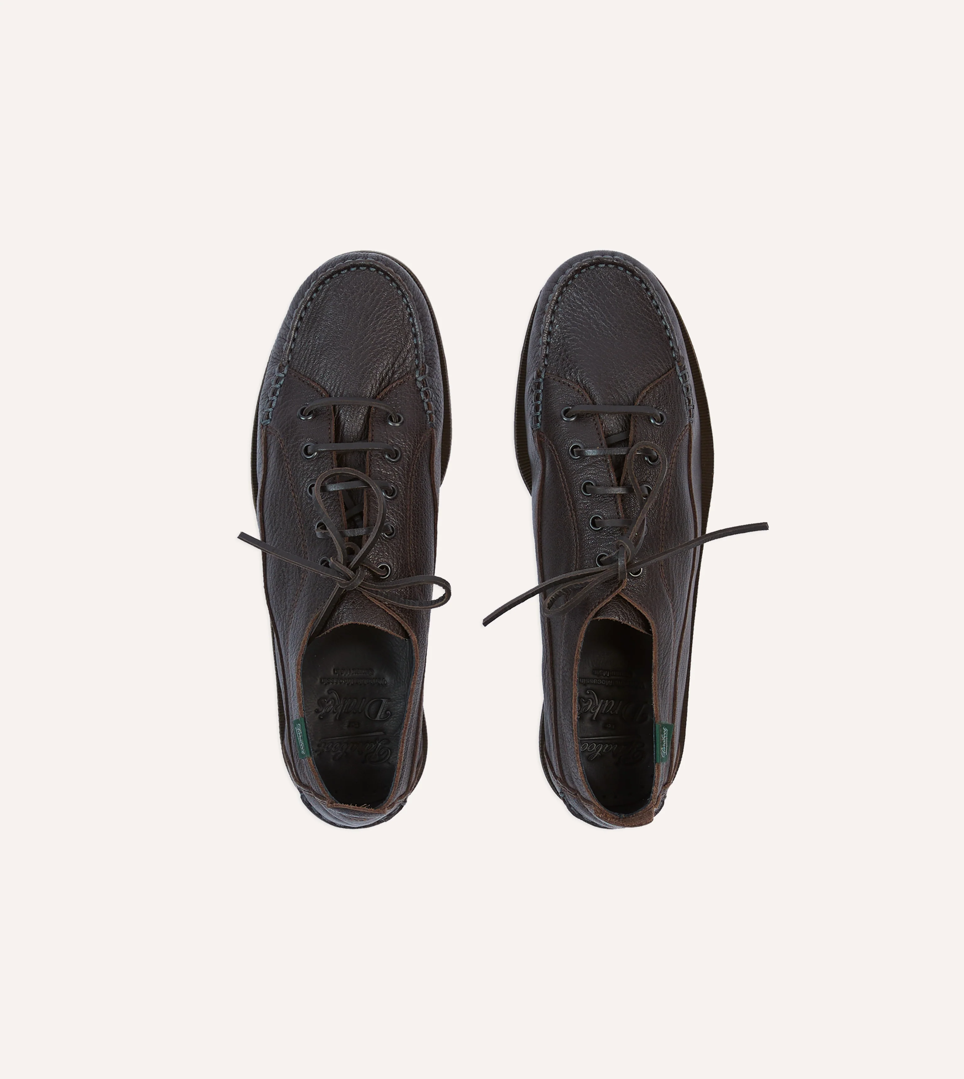 Paraboot for Drake's Malibu Brown Deer Leather Boat Shoe - Image 4