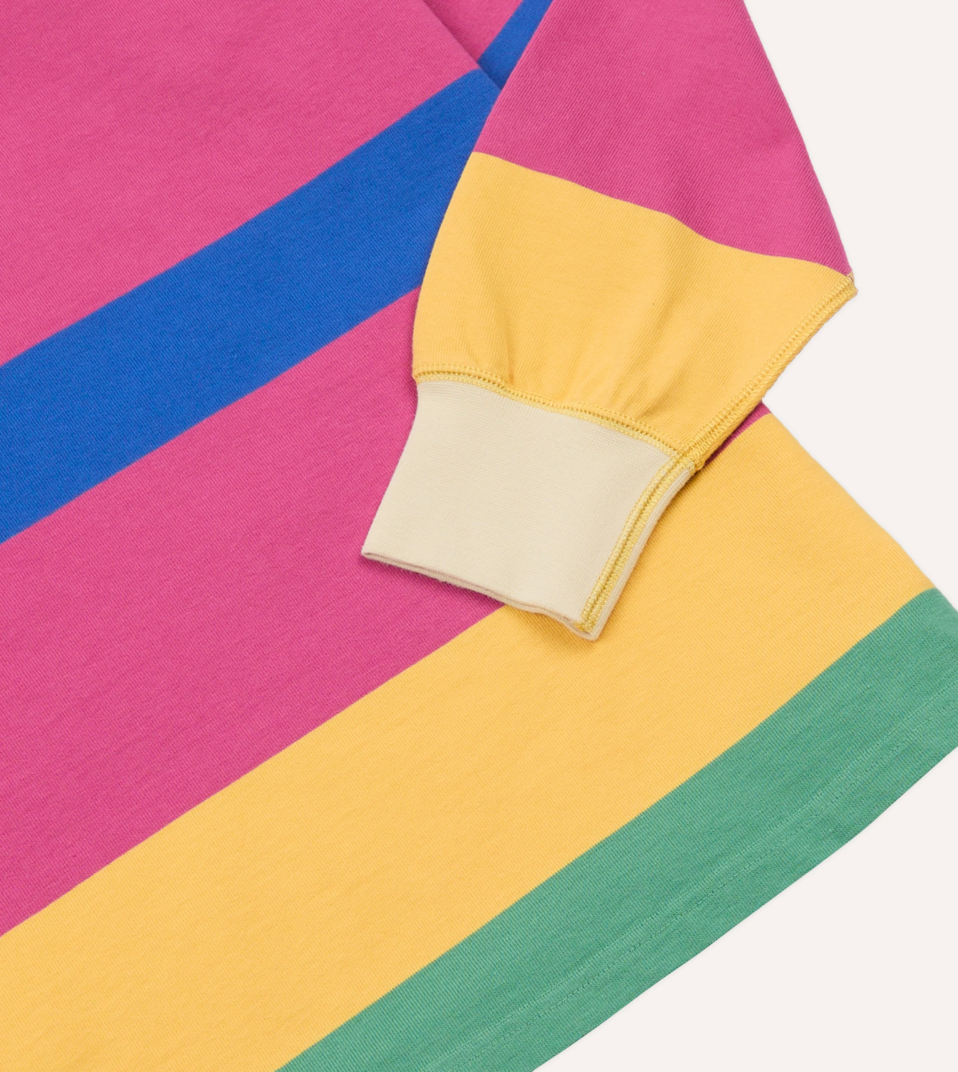 Pink, Green, Yellow and Navy Pastel Stripe Cotton Rugby Shirt - Image 4