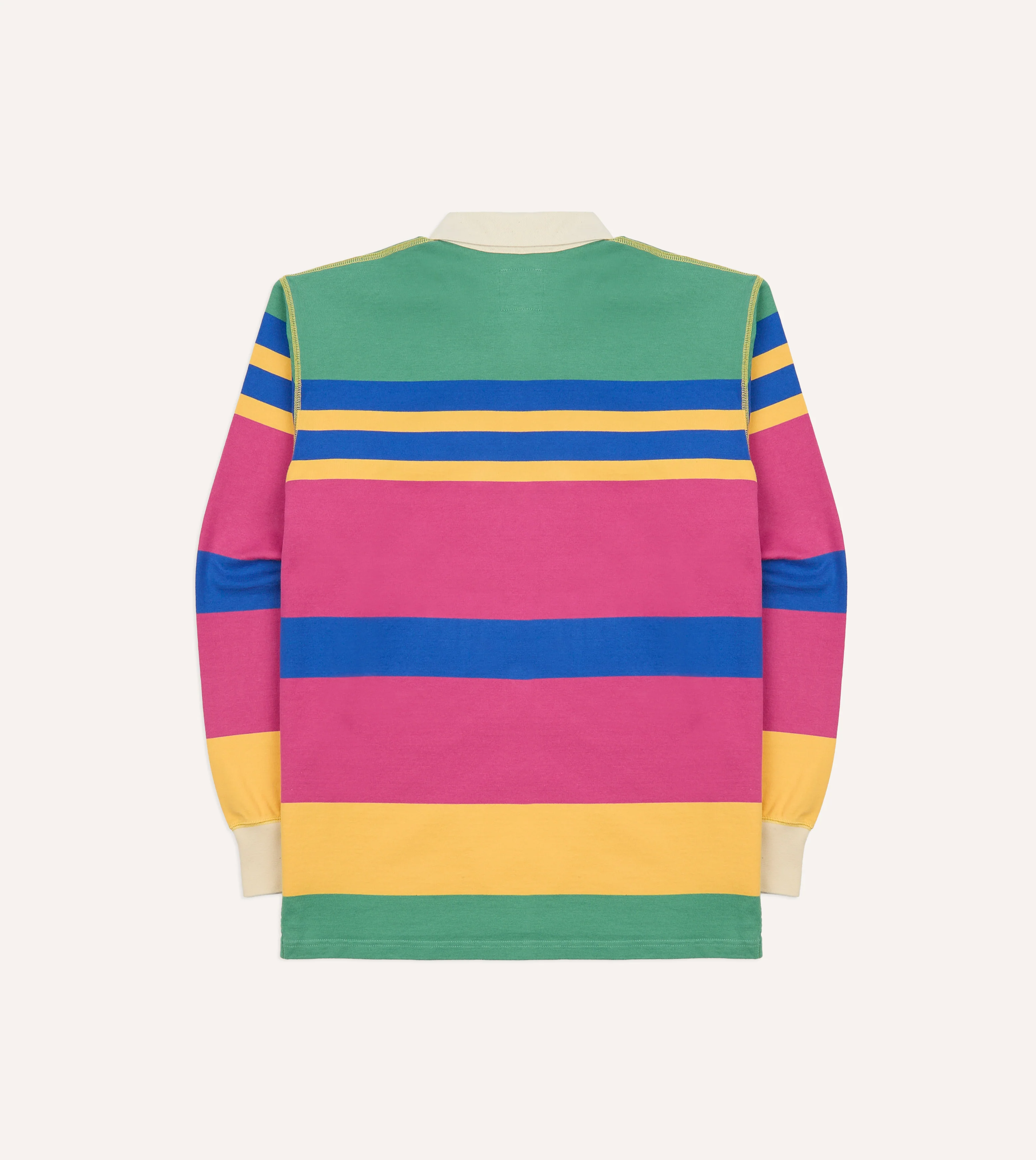Pink, Green, Yellow and Navy Pastel Stripe Cotton Rugby Shirt - Image 5