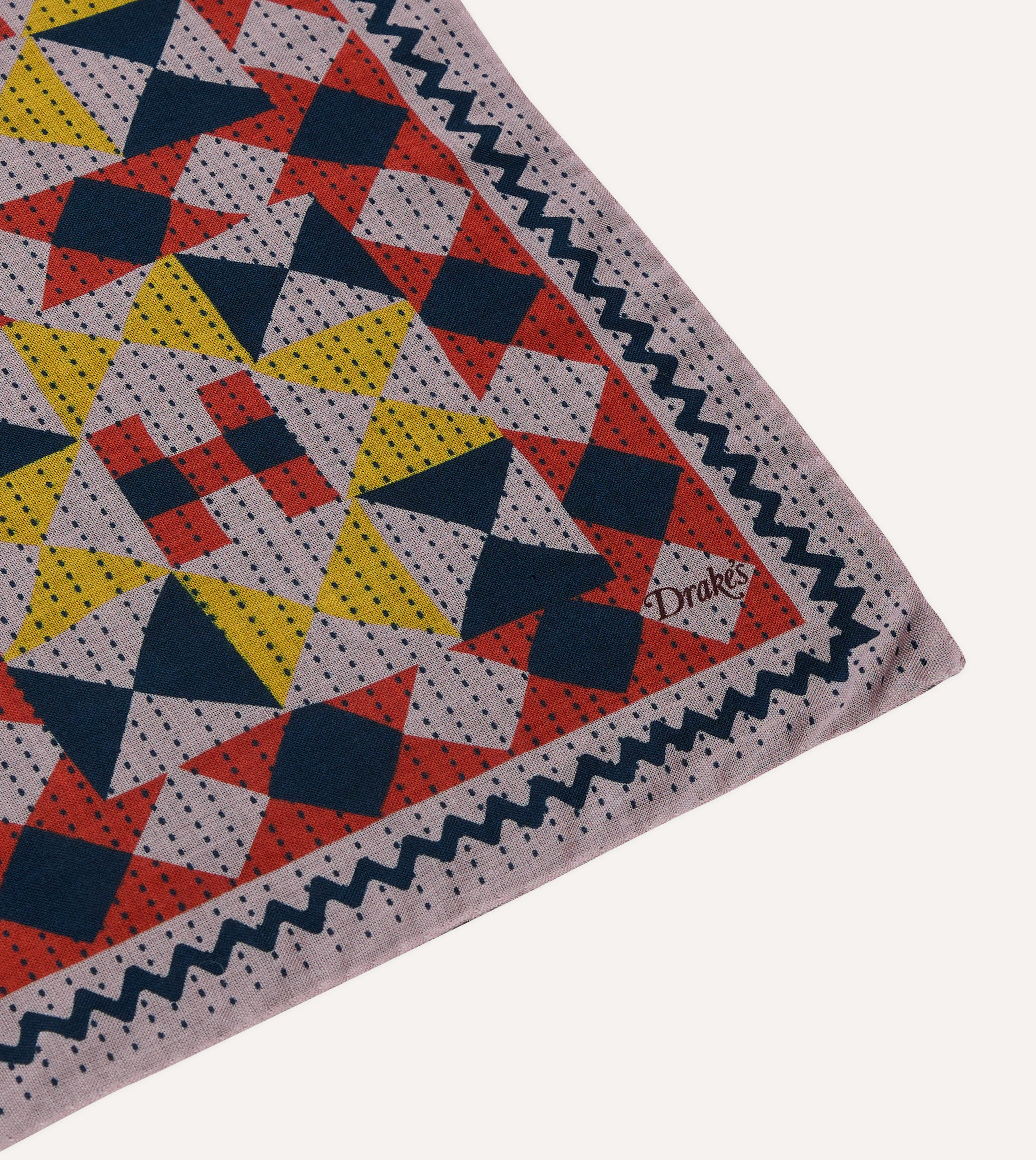 Pink Patchwork Print Wool-Silk Bandana - Image 6
