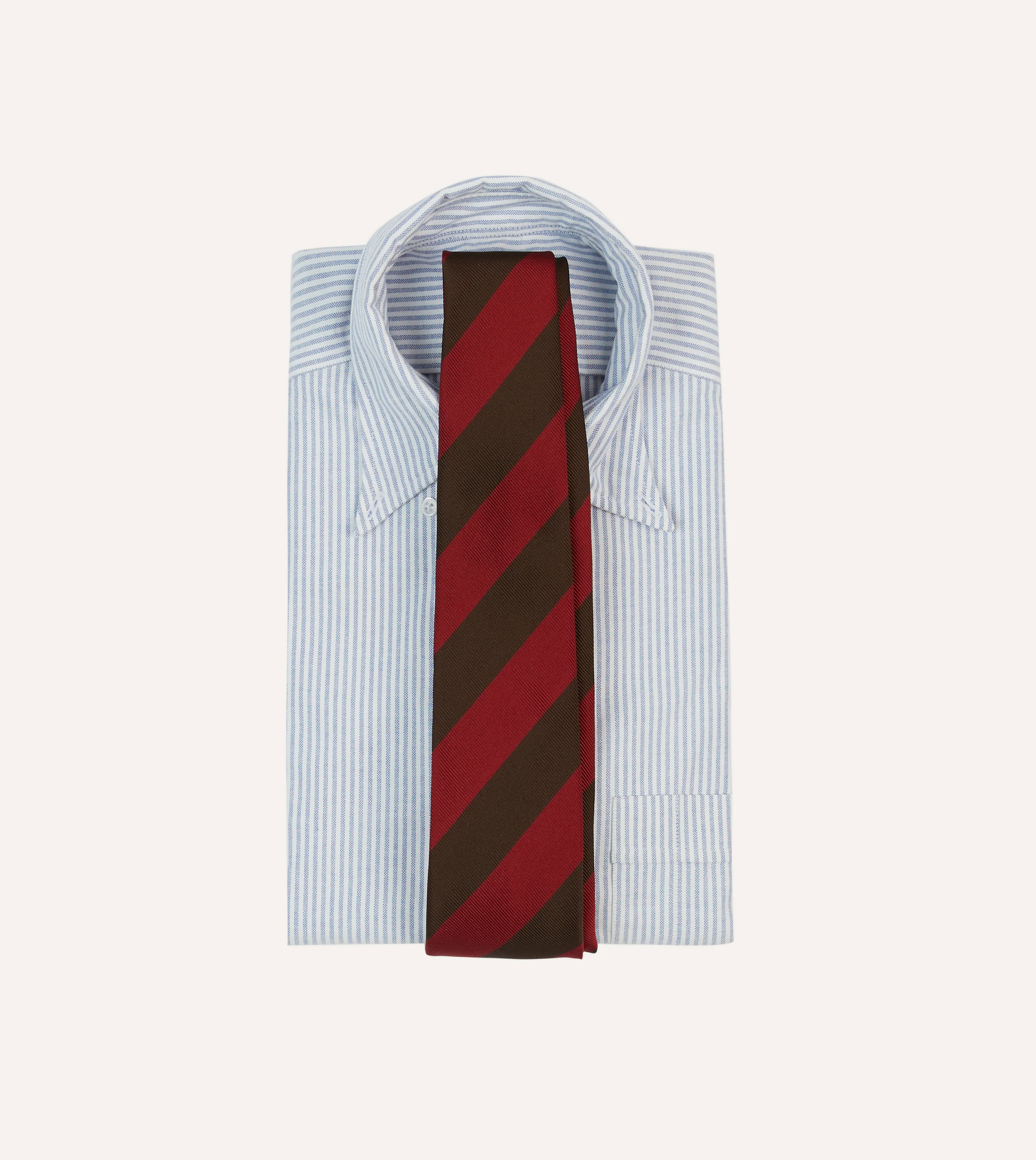 Red and Brown Block Stripe Mogador Silk Tipped Tie - Image 2