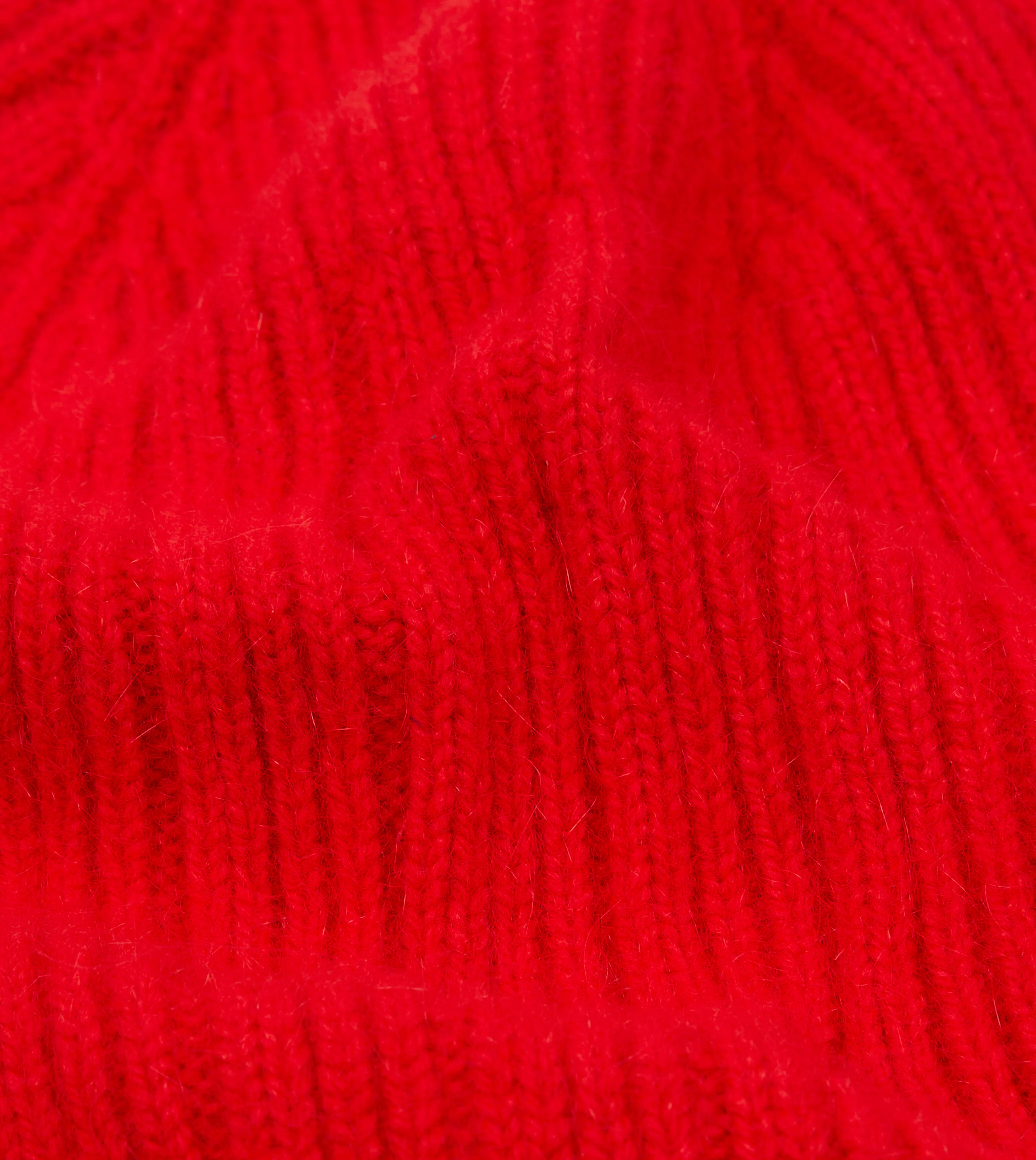 Red Angora Lambswool Ribbed Knit Cap - Image 2