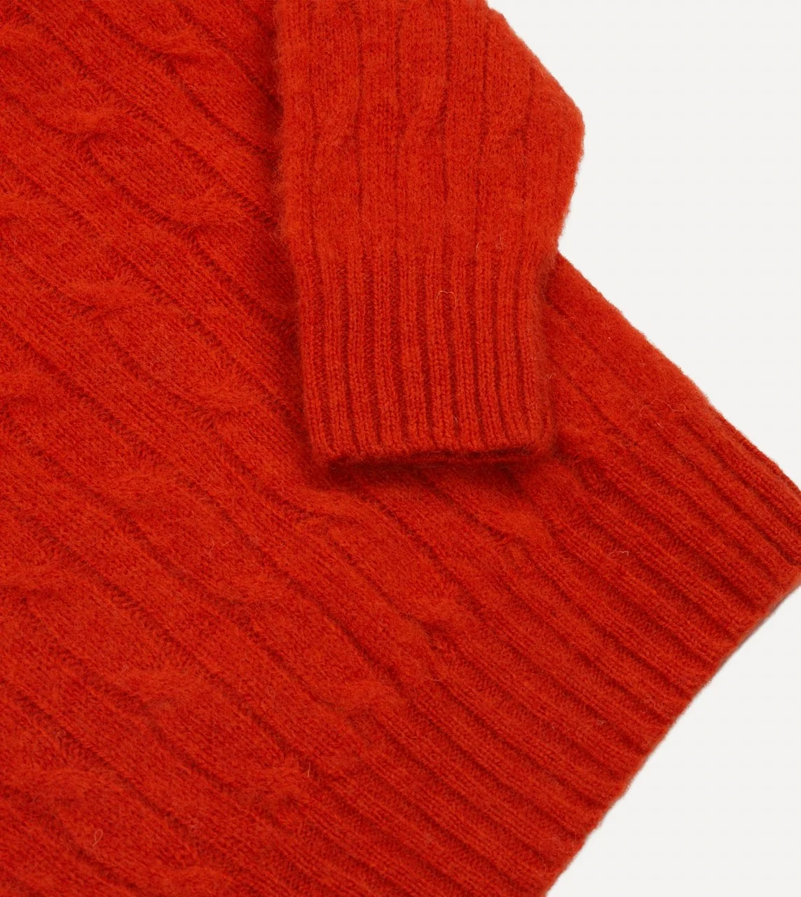 Red Brushed Cable Knit Shetland Crew Neck Jumper - Image 4
