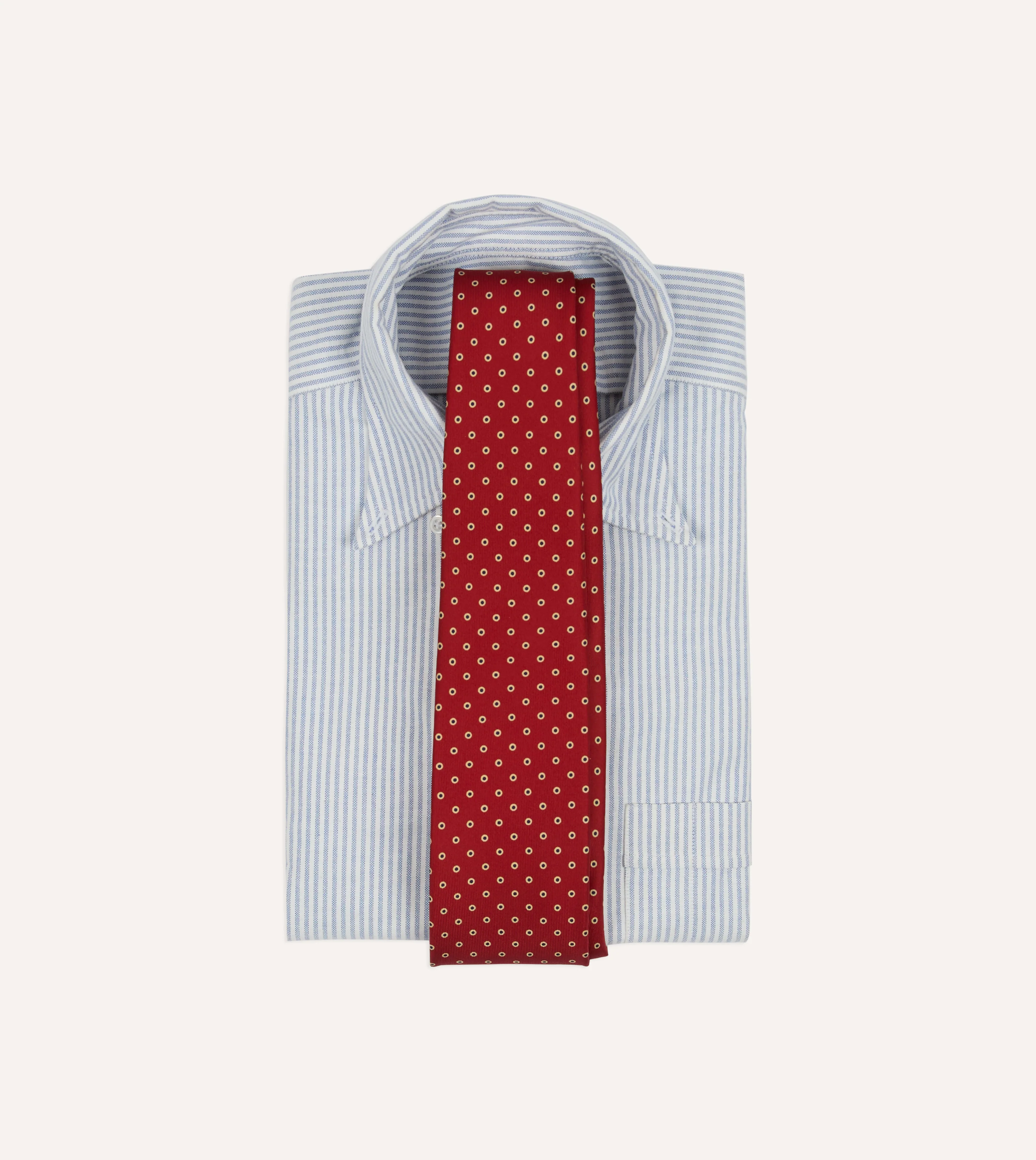 Red Dotted Circle Print Silk Self-Tipped Tie - Image 2
