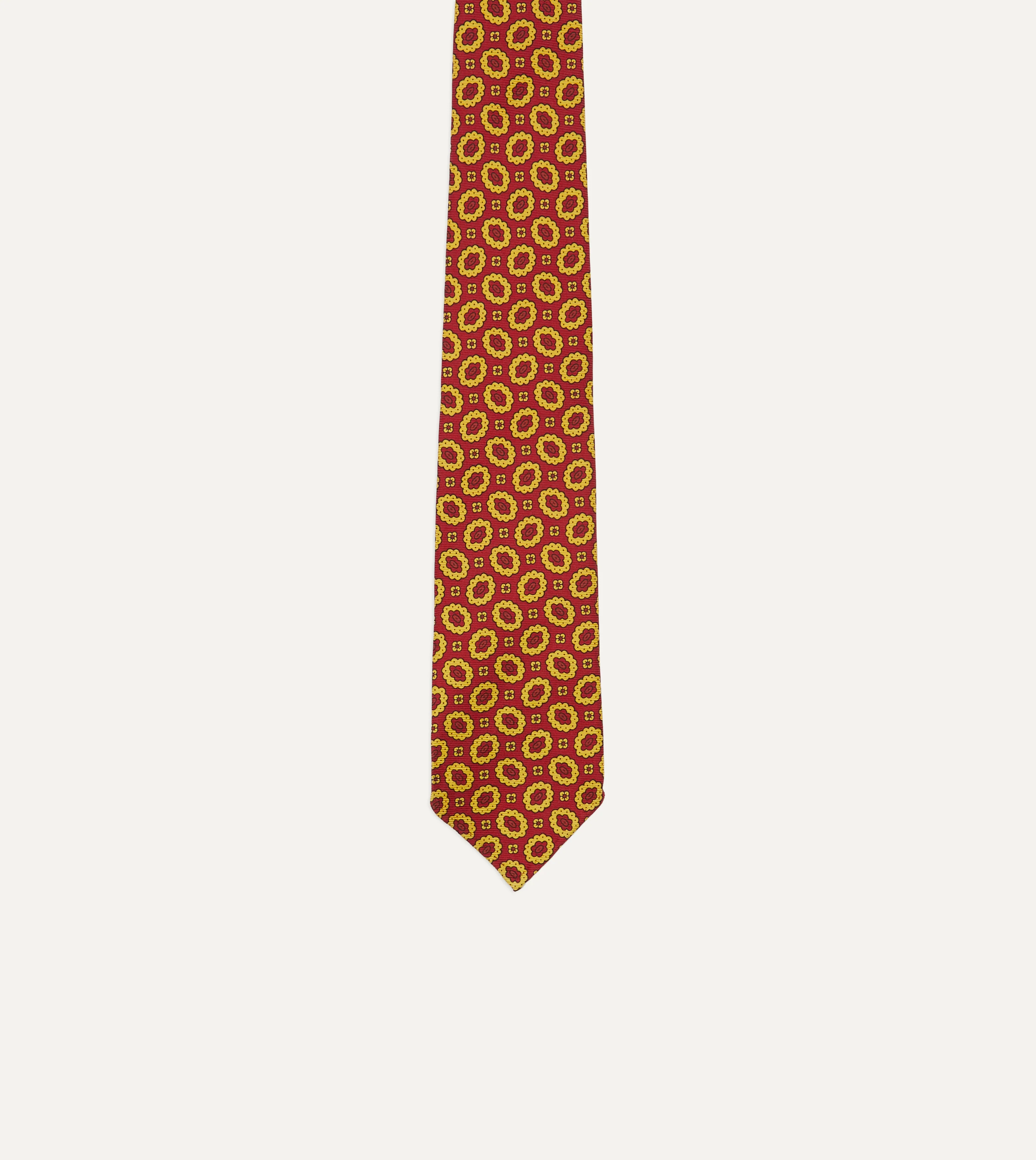 Red Flower Print 40oz Madder Silk Tipped Tie - Image 4