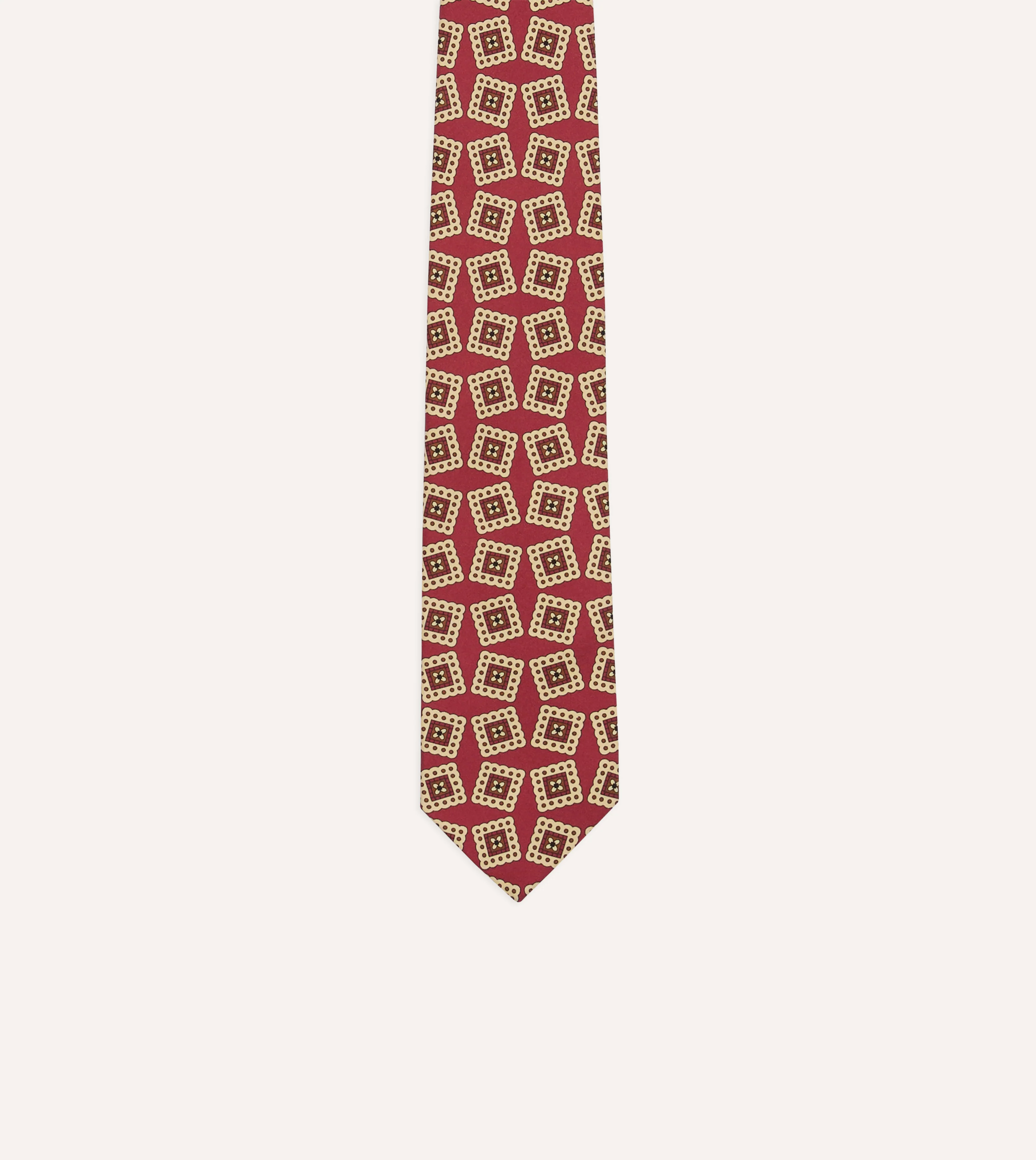 Red Jumbled Medallion Print Silk Self Tipped Tie - Image 3