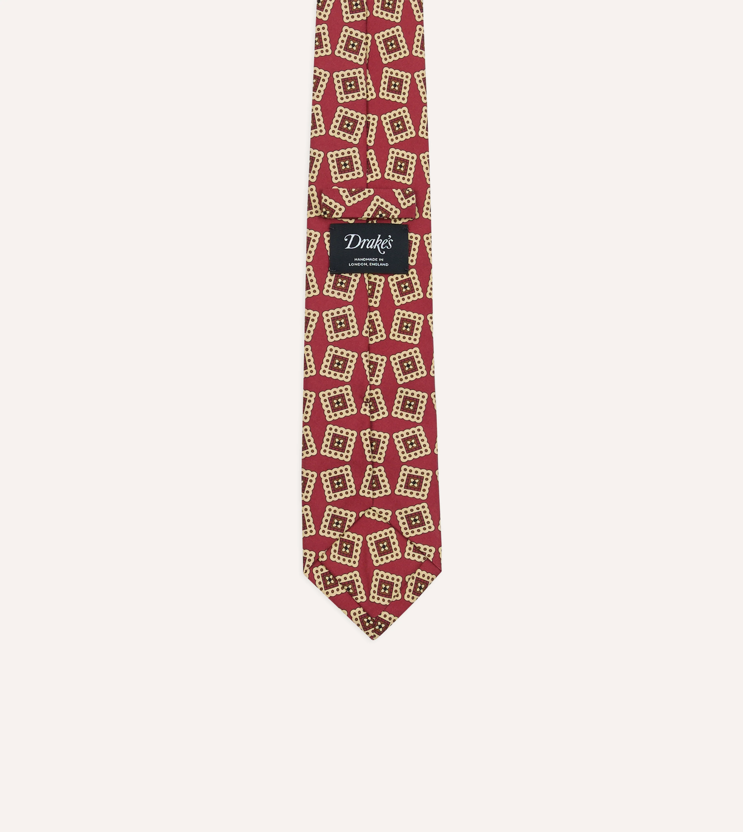 Red Jumbled Medallion Print Silk Self Tipped Tie - Image 4
