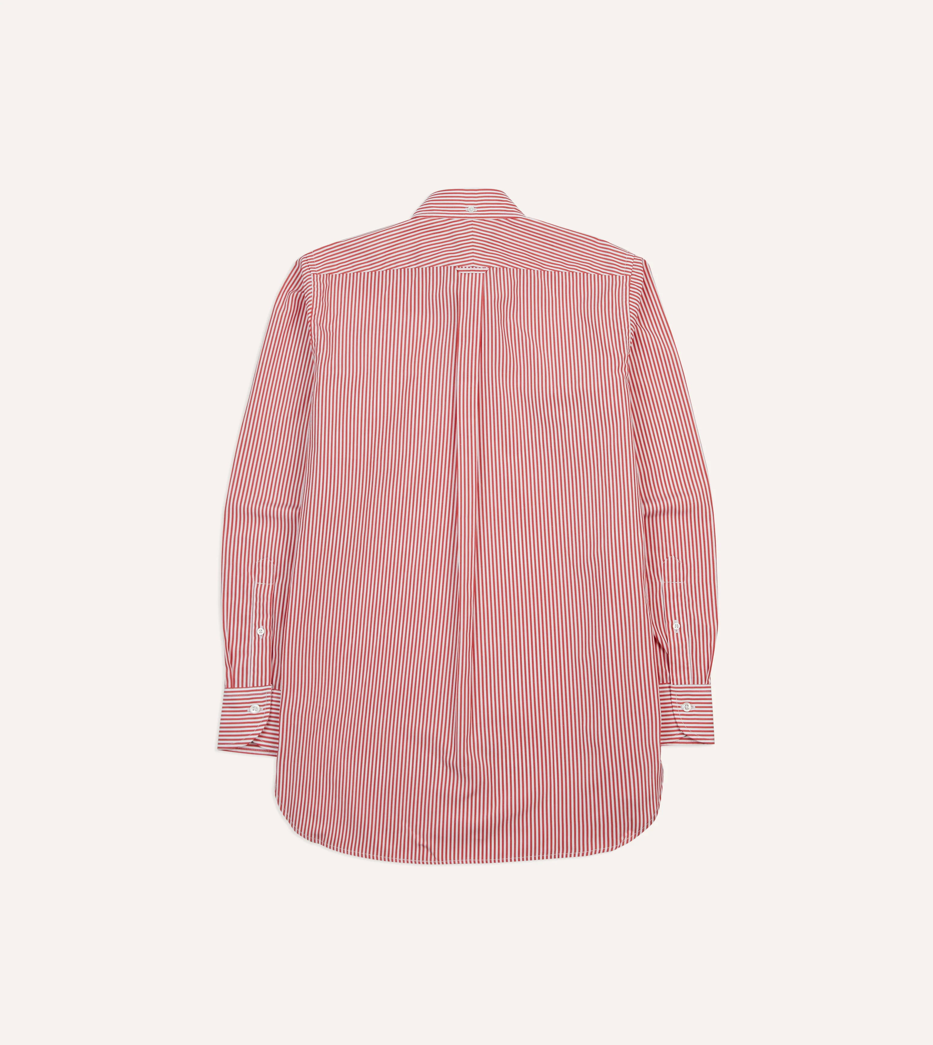 Red Narrow Stripe Cotton Poplin Button-Down Shirt - Image 6