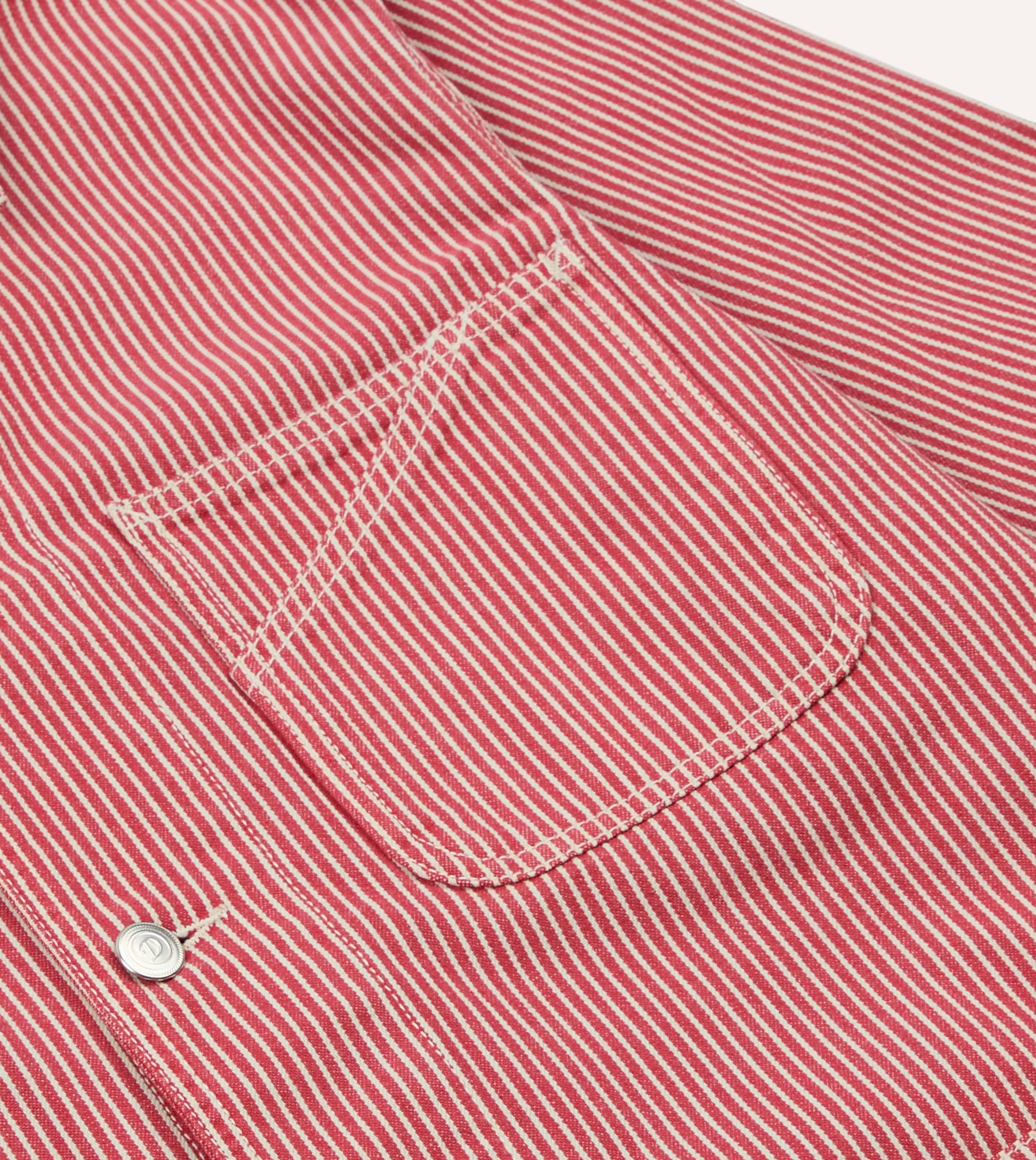 Red Stripe Cotton Fatigue Jacket - Image 5