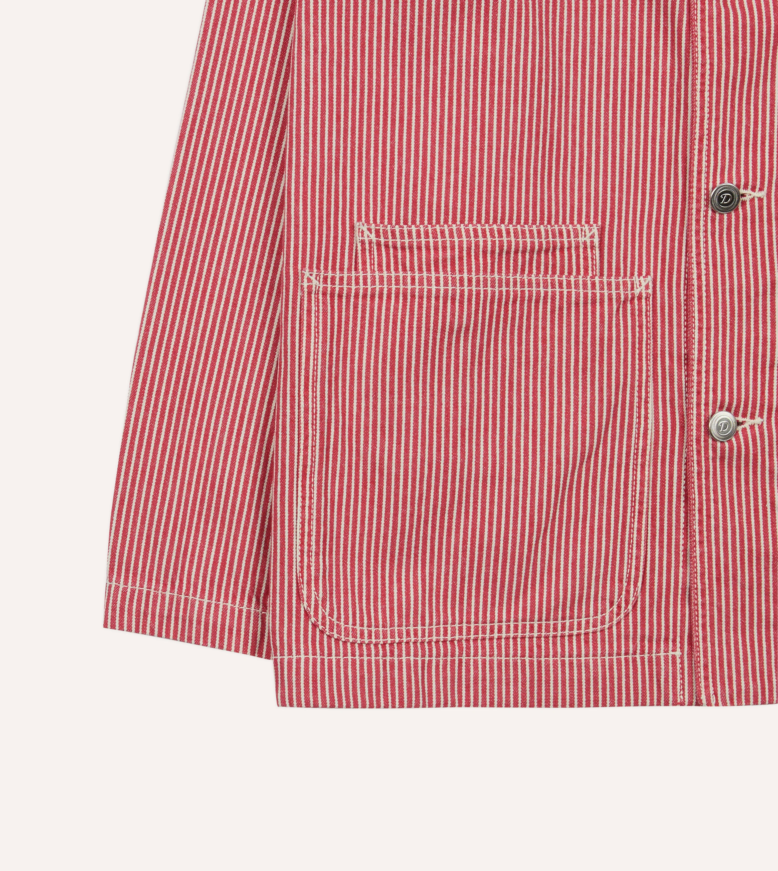 Red Stripe Cotton Fatigue Jacket - Image 7