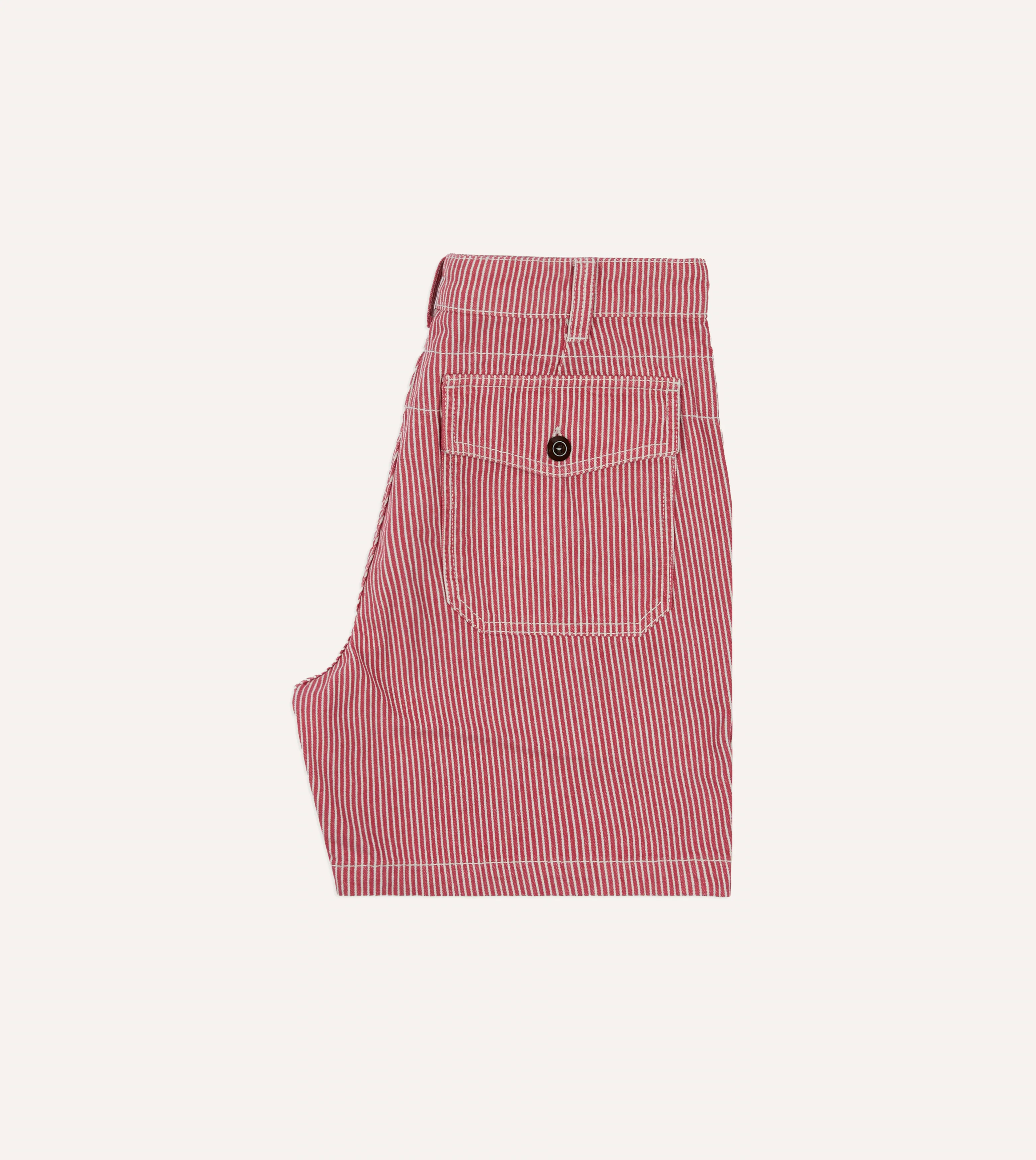Red Stripe Cotton Fatigue Shorts - Image 5