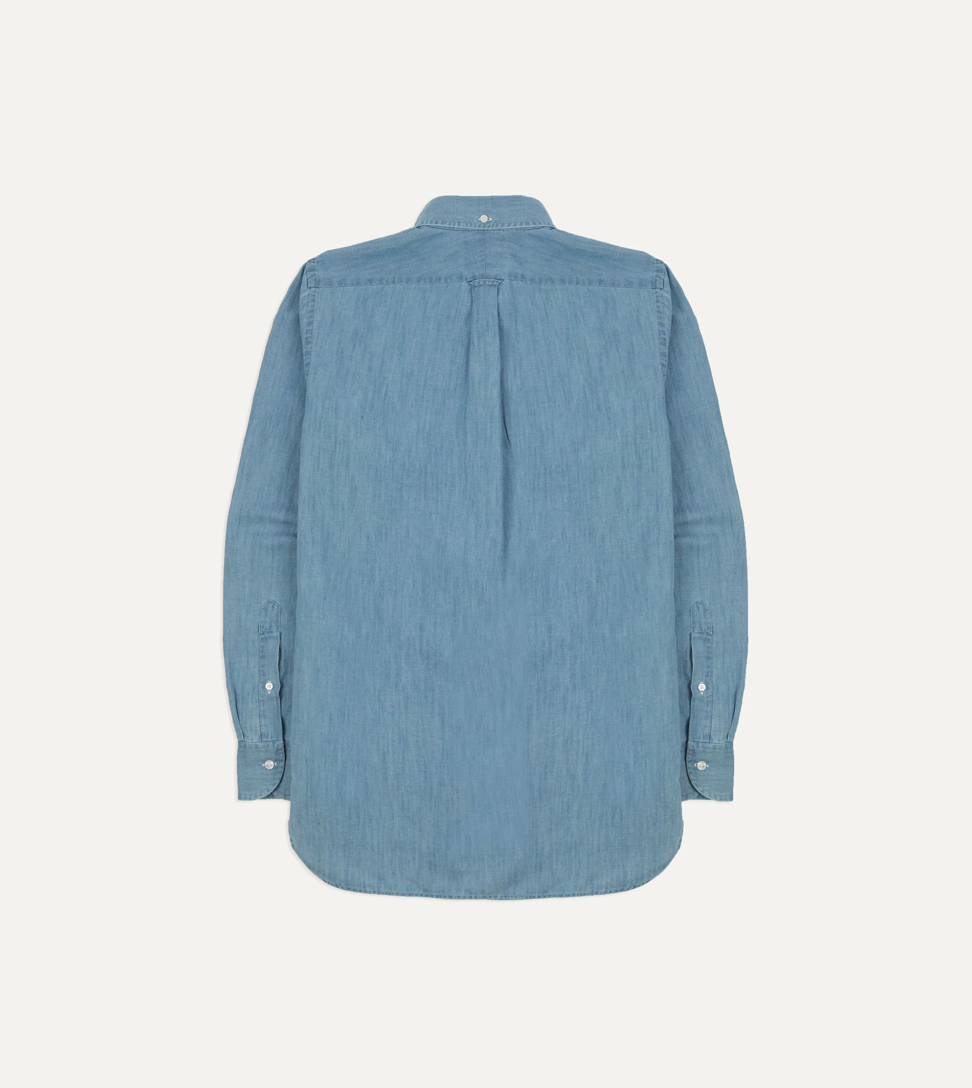 Stone Wash Cotton Chambray Button-Down Collar Popover Shirt - Image 7