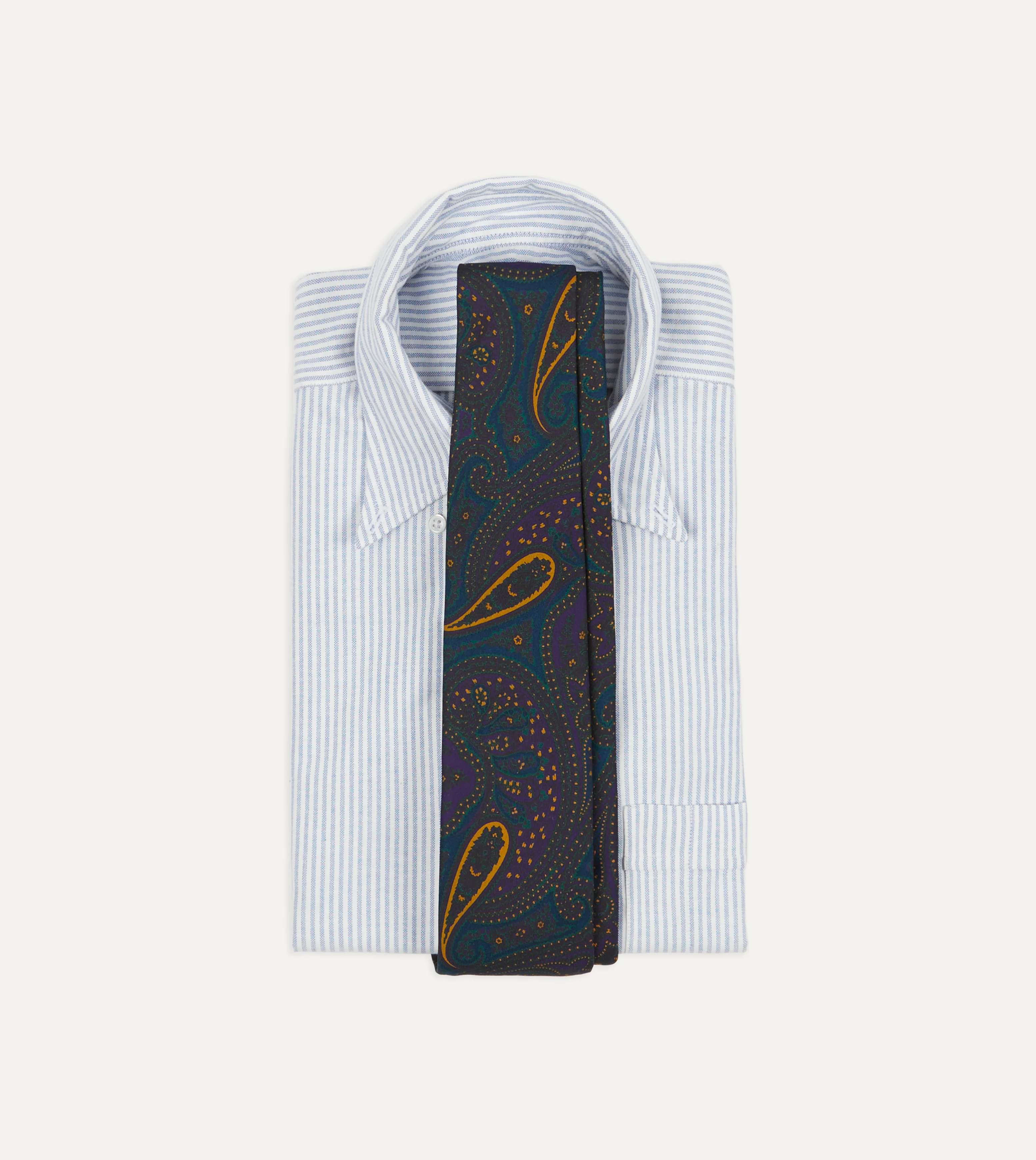 Teal and Purple Large Paisley Print Madder Silk Self Tipped Tie - Image 2