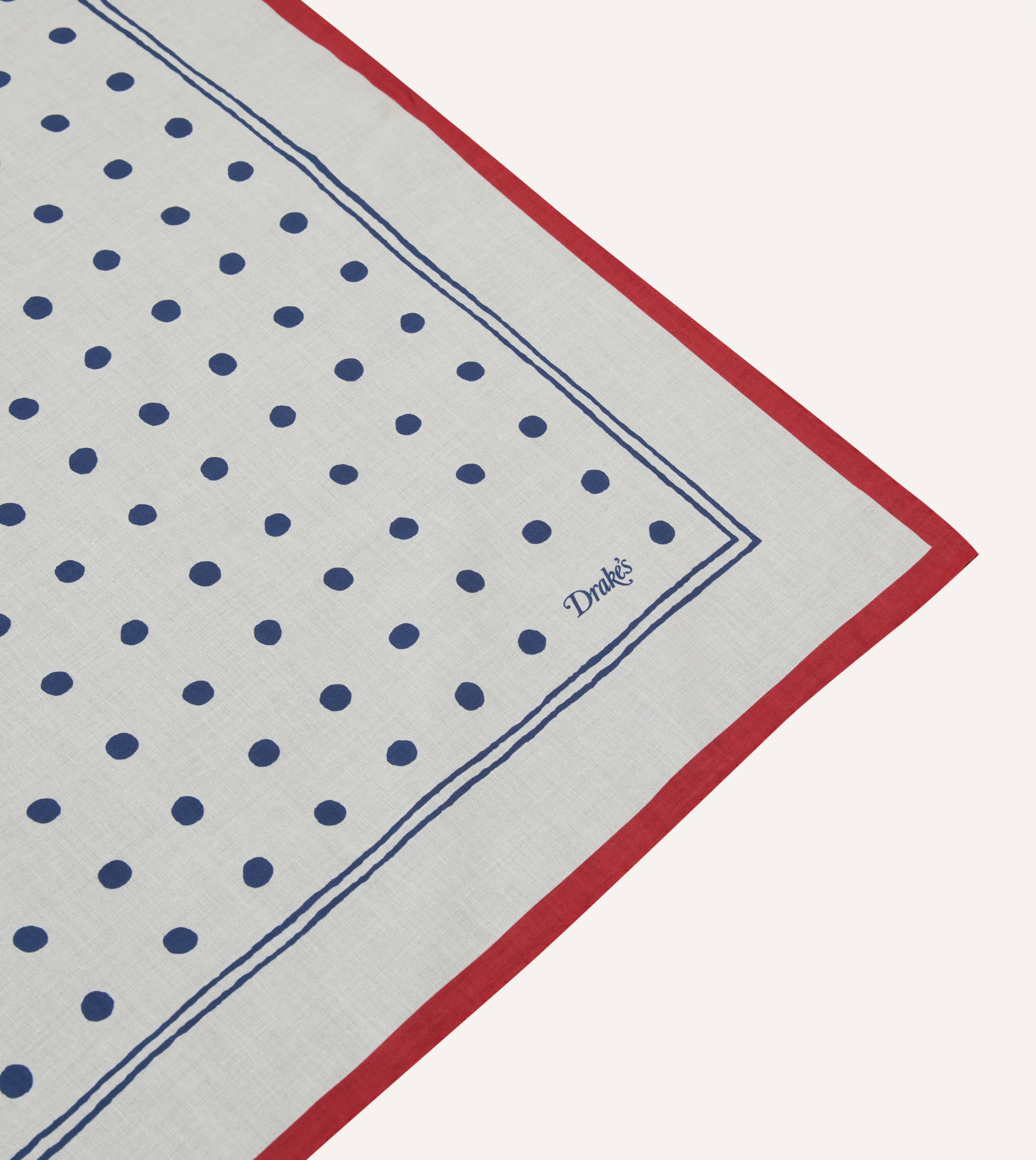 White and Navy Polka Dot Print Bandana - Image 3