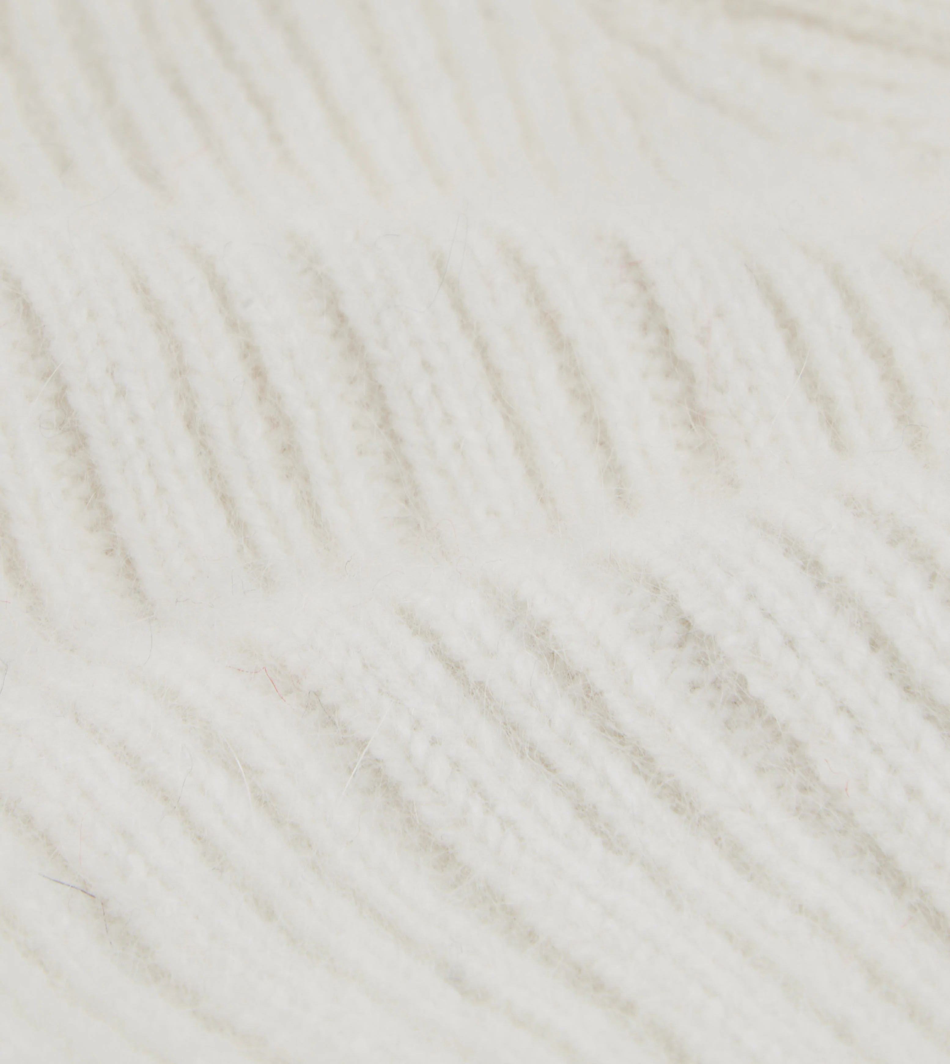 White Angora Lambswool Ribbed Bobble Knit Hat - Image 2