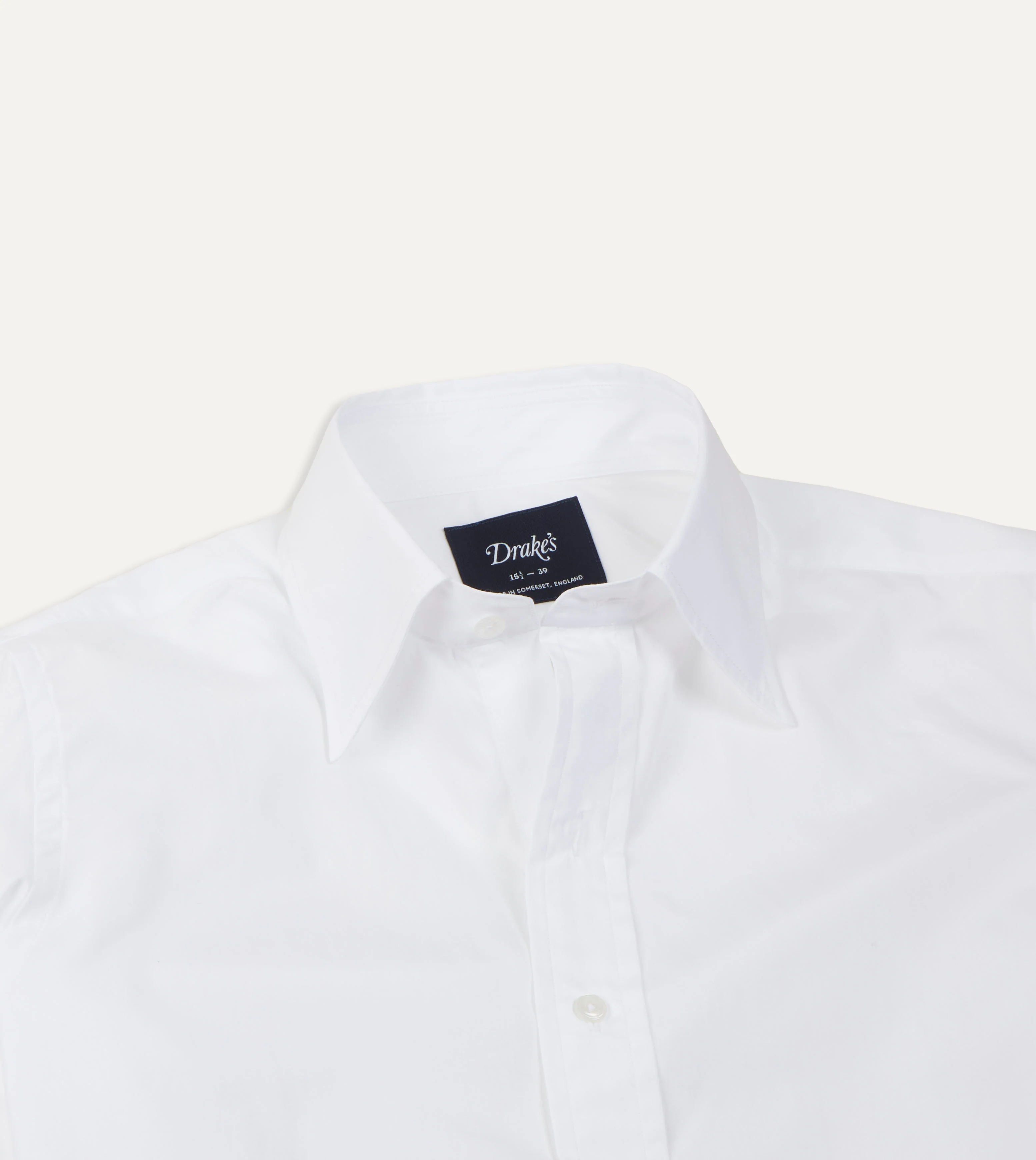White Cotton Poplin Long Point Collar Shirt - Image 3